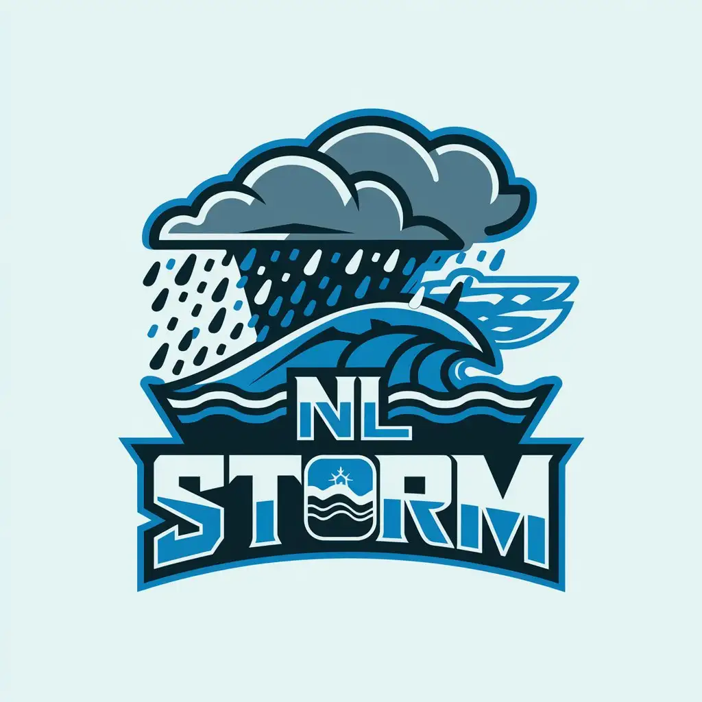 LOGO Design for NL Storm Rain Clouds Snow Ice Waves Wind with Newfoundland and Labrador Flag