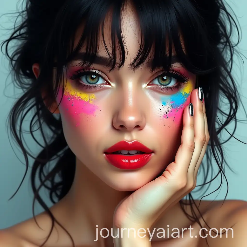 Woman-with-Expressive-Eyes-and-Vibrant-Artistic-Colors-on-Her-Face