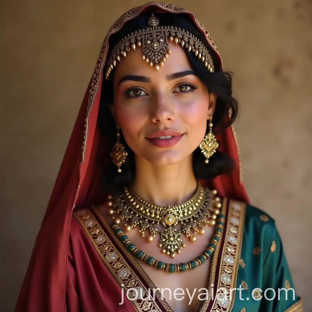 Saudi-Arabian-Woman-Adorning-Traditional-Necklaces-and-Accessories