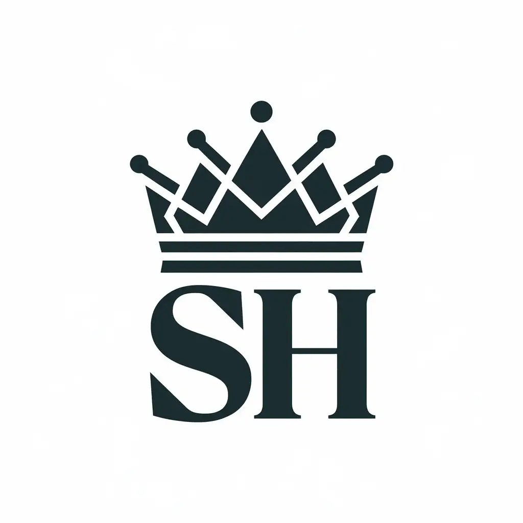 LOGO Design for Sacred Harmony Crown Symbol with SH Text Suitable for Religious Industry