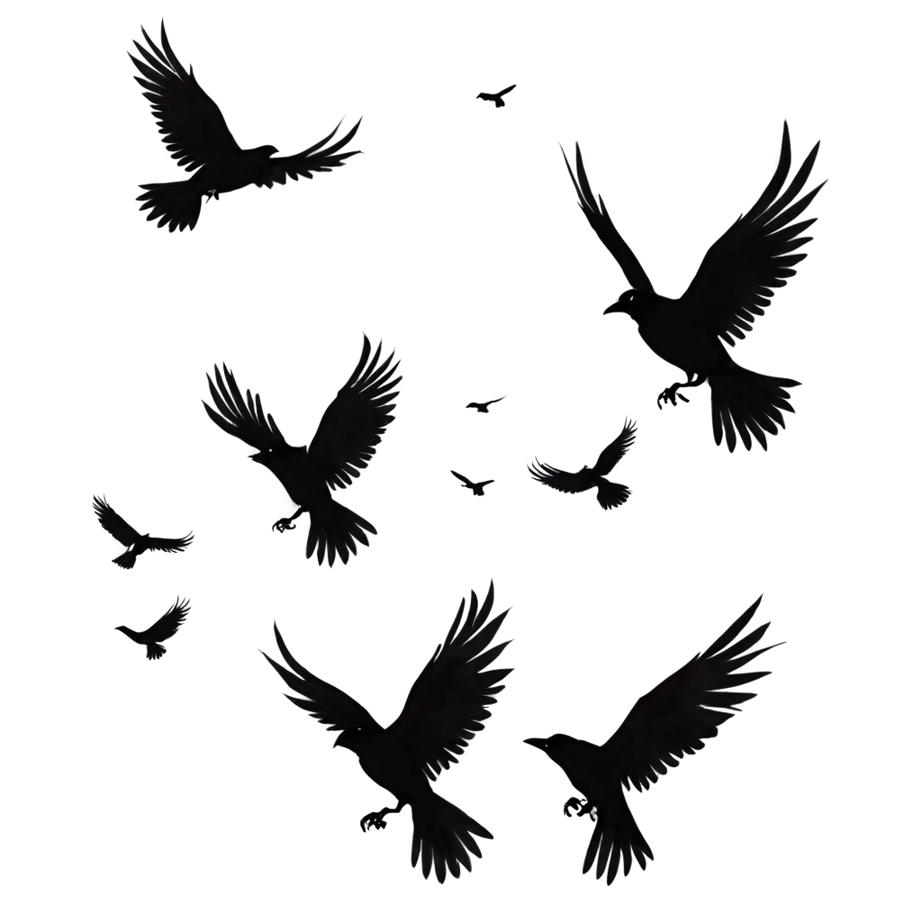 Flock-of-Crows-CirPNG-Image-Usage-Scenarioscling-in-the-Sky-PNG-HighQuality-Vector-Illustration-for-Versatile-Usage