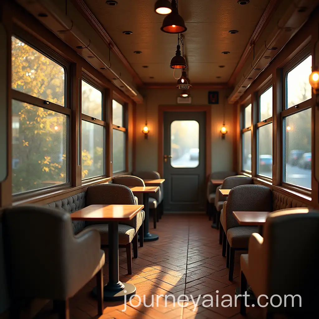 Cozy-Coffee-Shop-with-Vintage-Train-Aesthetic-Interior