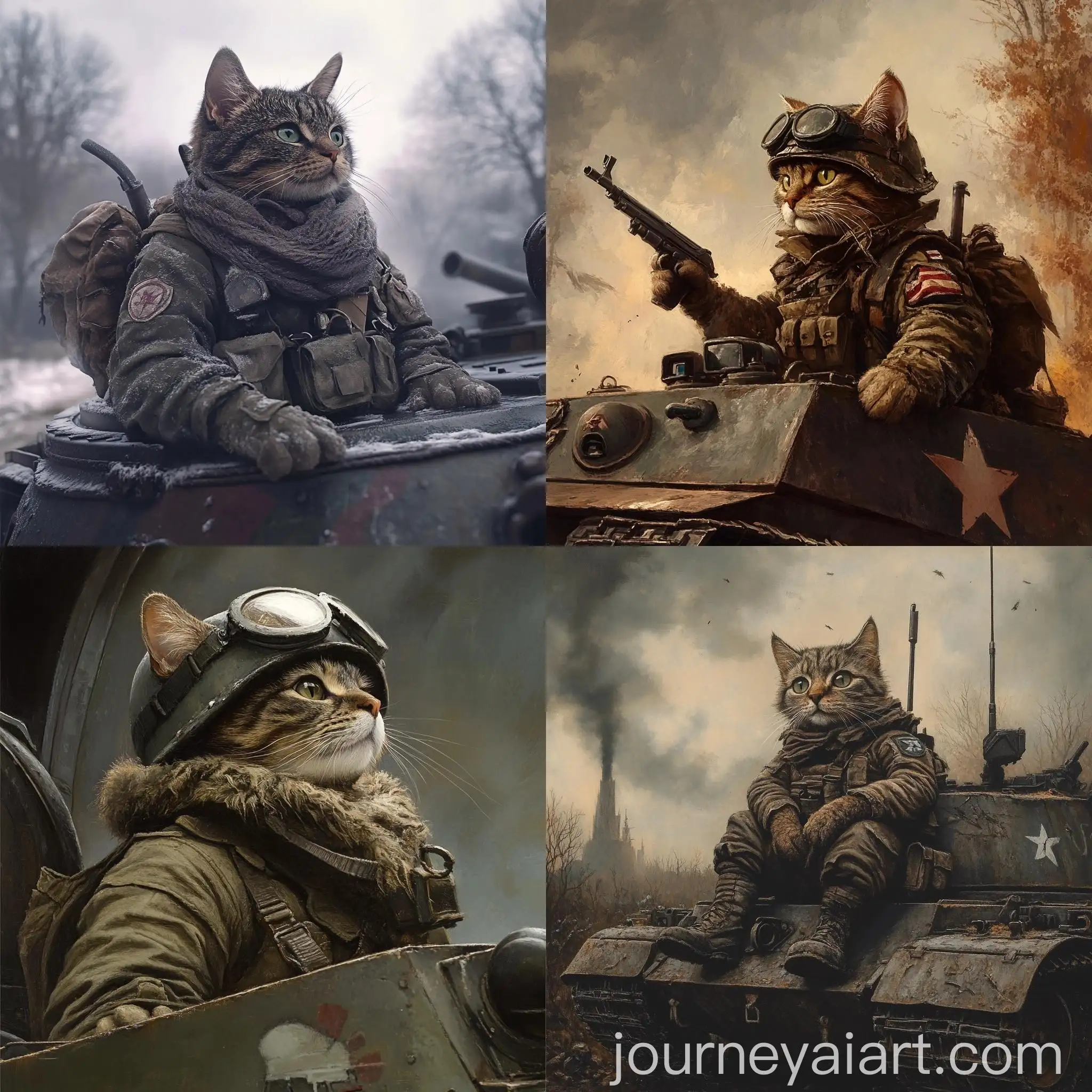 Cat-Soldier-WW2-Riding-Tank-in-Action