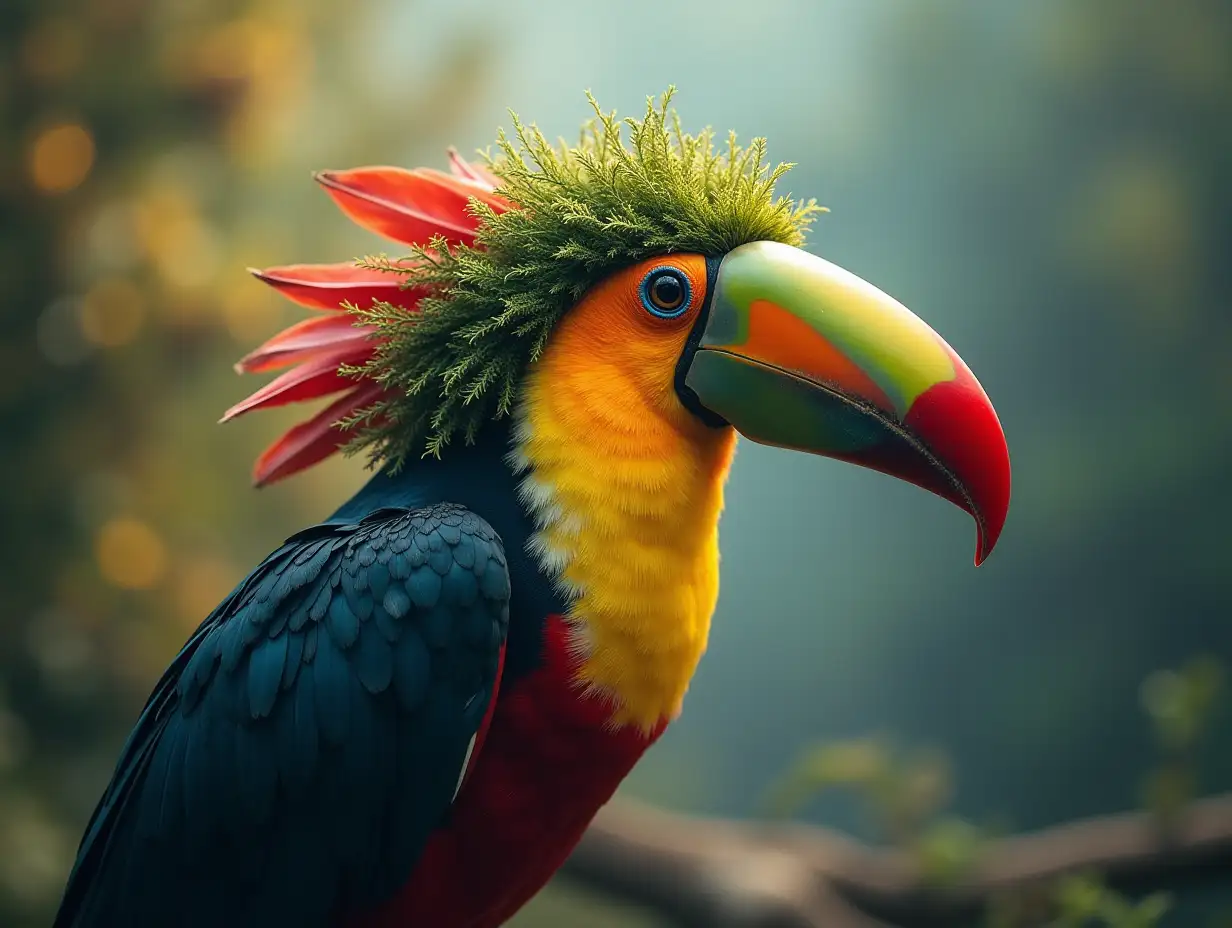 Create a Surreal World Toucan with Parrot Head