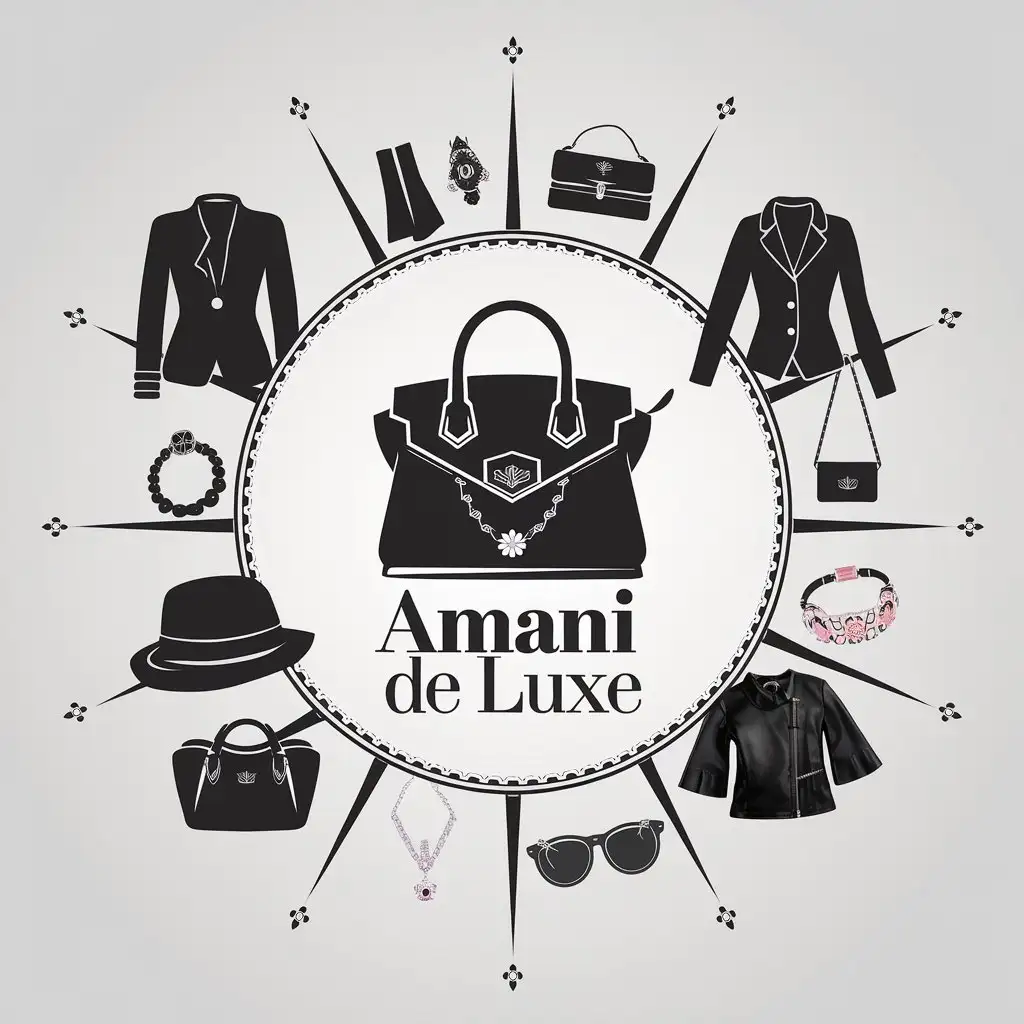 LOGO Design for Amani De Luxe Black Vector with Text and Womens Fashion Symbolism