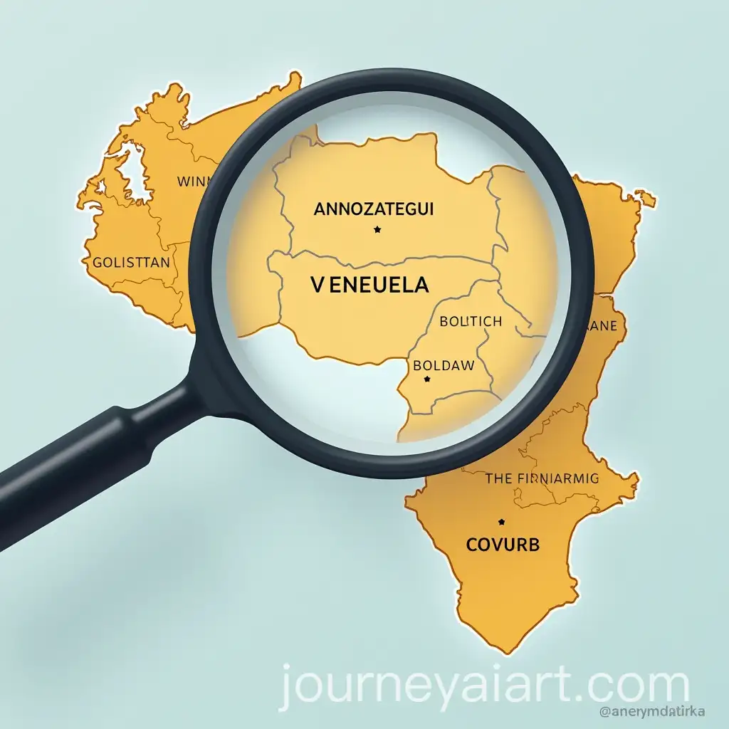 Venezuela-Map-with-Magnifying-Glass-Highlighting-Anzoategui-and-Bolivar-States