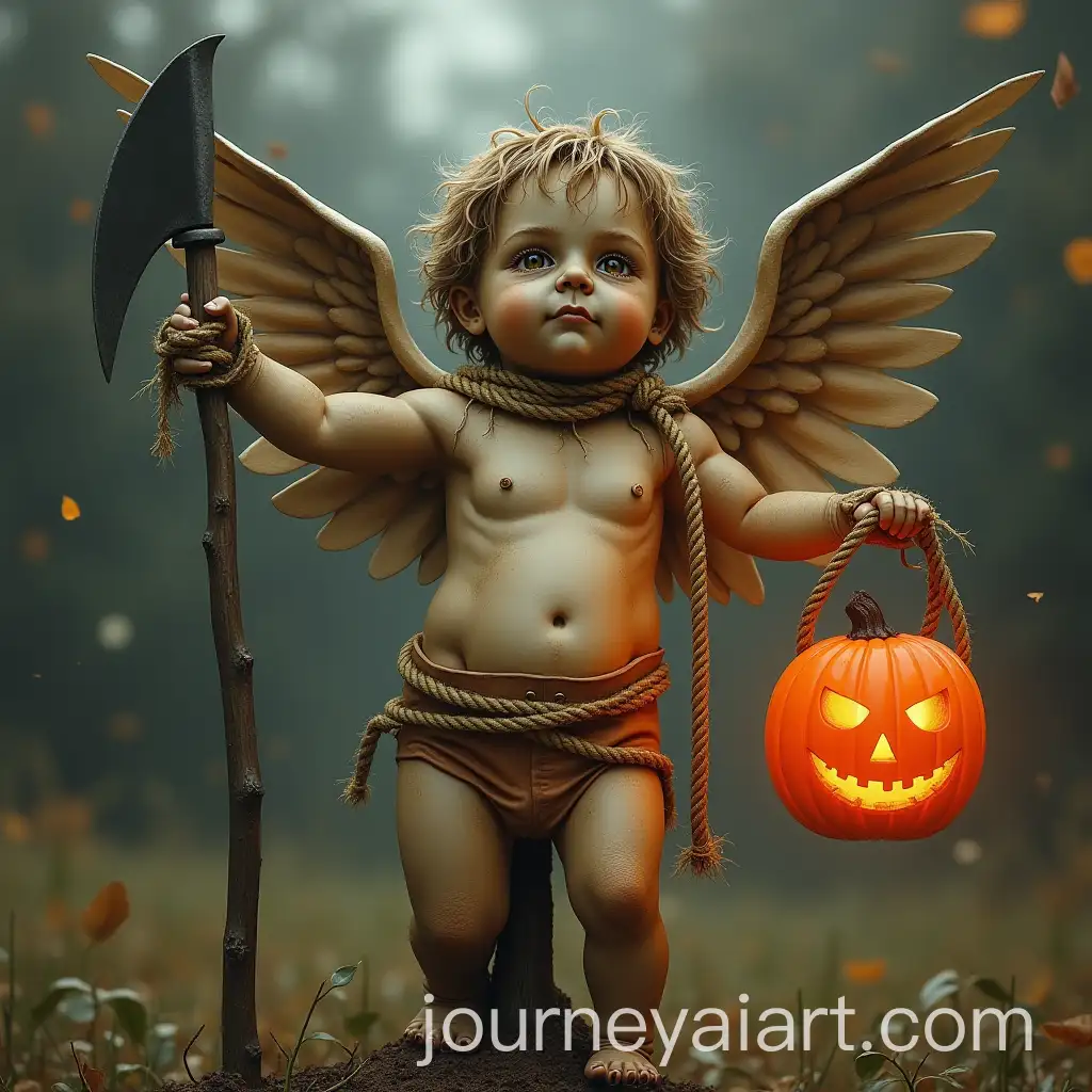 Whimsical-Halloween-Scarecrow-with-Baby-Body-and-Cupid-Wings