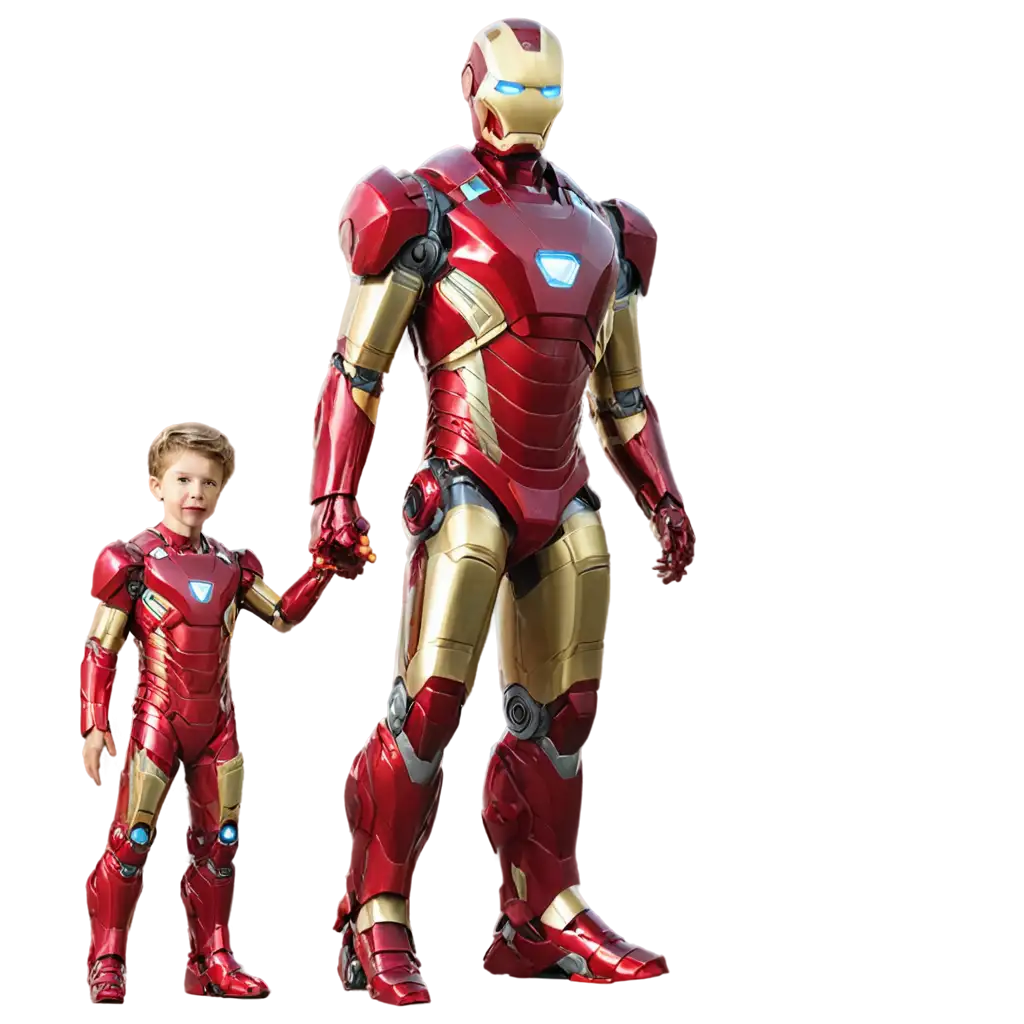 Iron-Man-with-Son-Dressed-in-Armor-Enhanced-PNG-Image-for-Online-Presence