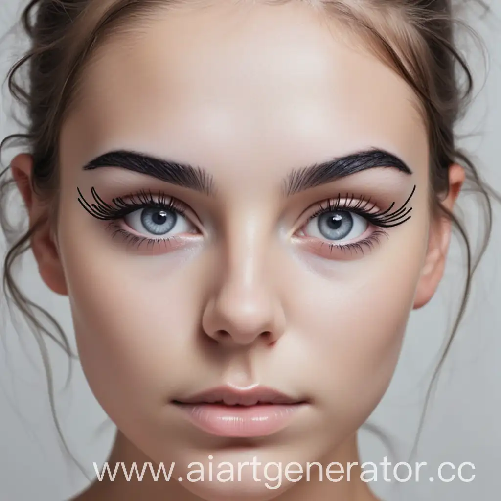 Closeup-Portrait-of-a-Female-Face-with-Highlighted-Eyes-Eyelashes-Eyebrows-and-Hair