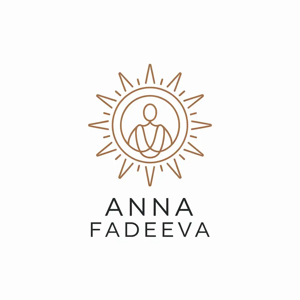 LOGO Design for Anna Fadeeva Minimalistic Sun Ring and Person Symbol for Religious Industry