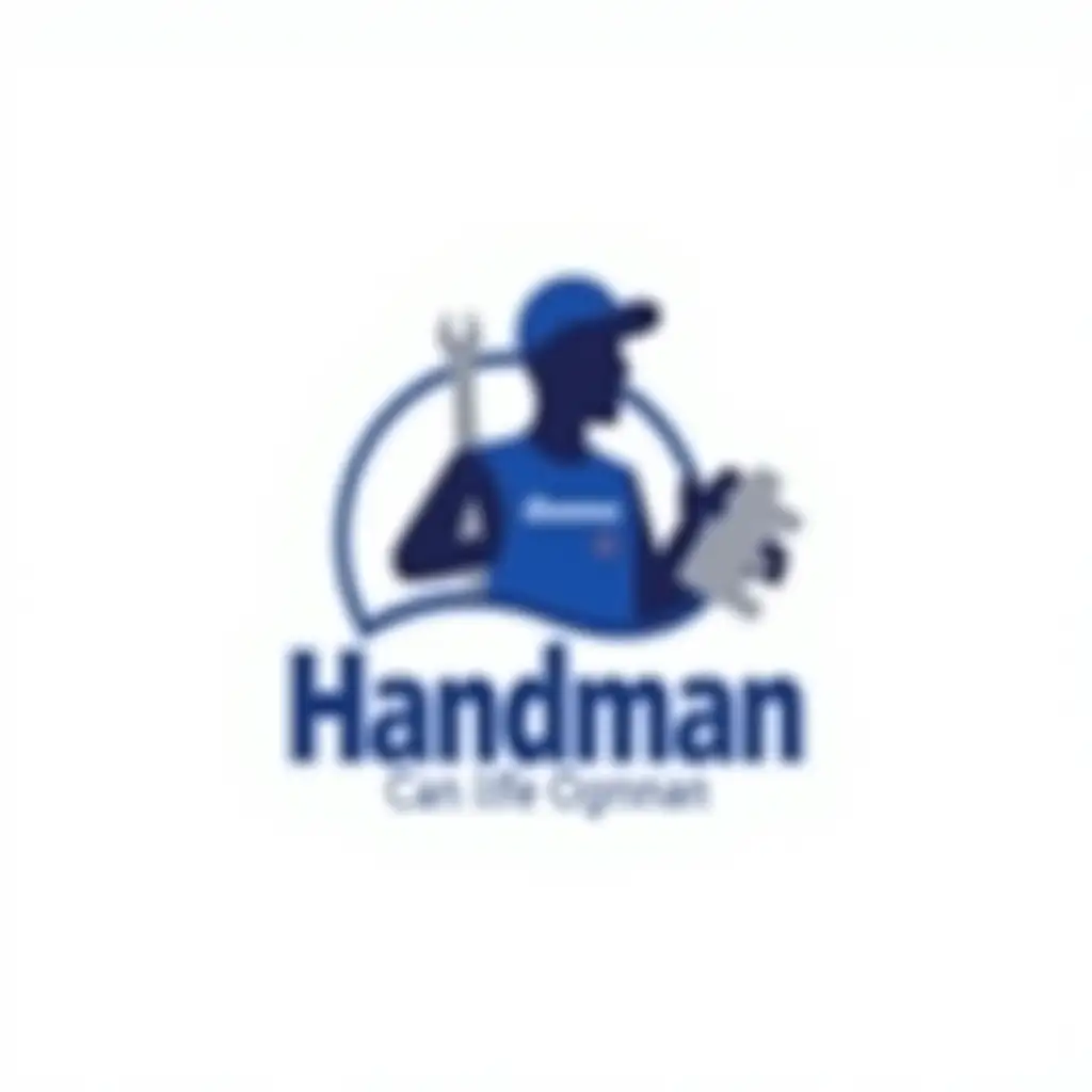 Royal Blue Logo for HanDman Featuring a Skilled Handyman with Tools