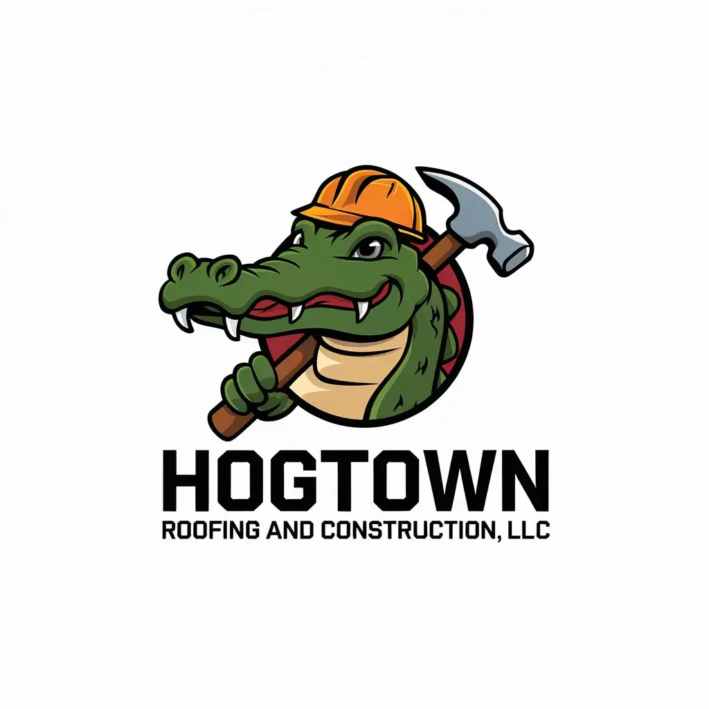 LOGO-Design-for-Hogtown-Roofing-and-Construction-LLC-Alligator-with-Roofing-Hammer-on-White-Background