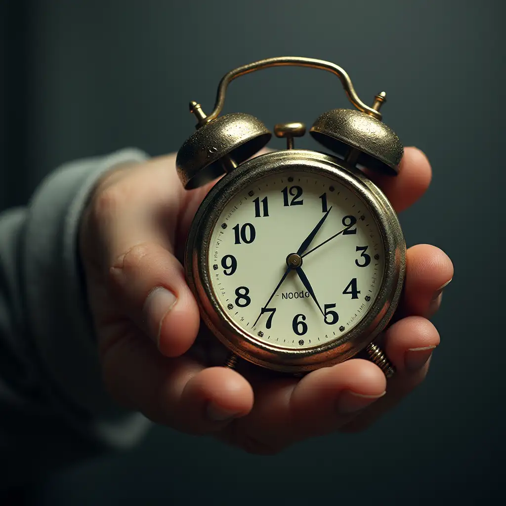 Surreal Clock Melting Through Fingers