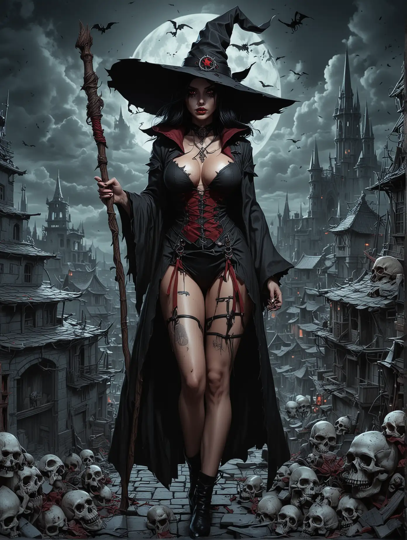 Kim-Kardashian-as-a-Gothic-Witch-on-a-Demonic-Castle-Rooftop