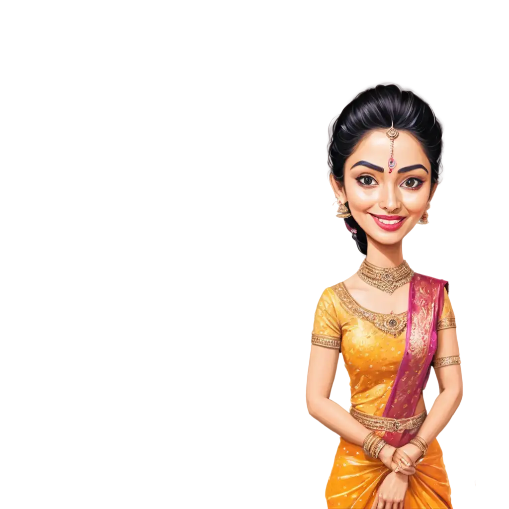 Vibrant-South-Indian-Wedding-Caricature-PNG-Celebrate-with-Colorful-Digital-Art