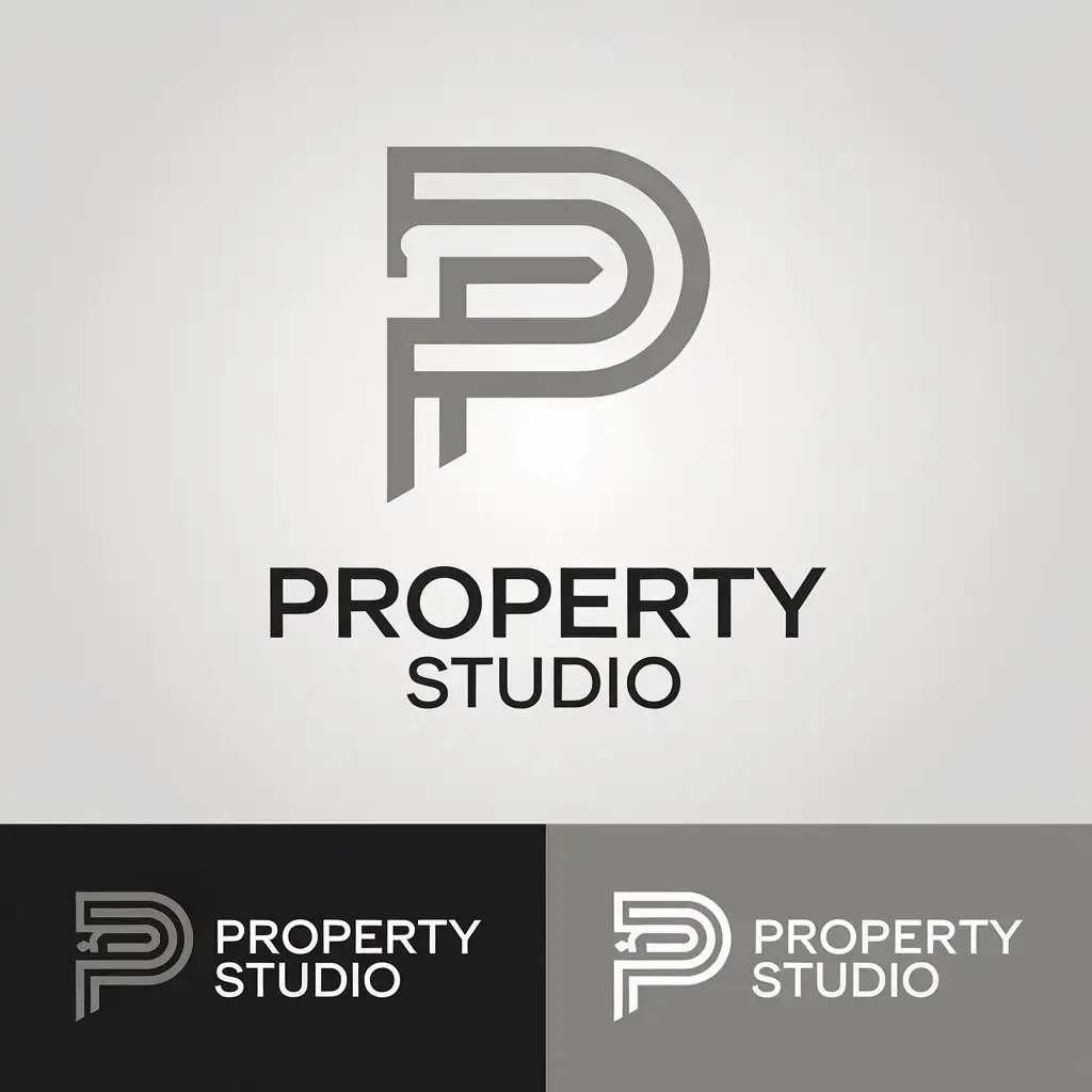 LOGO Design for Property Studio Modern Lettermark with Horizontal P and Color Variations