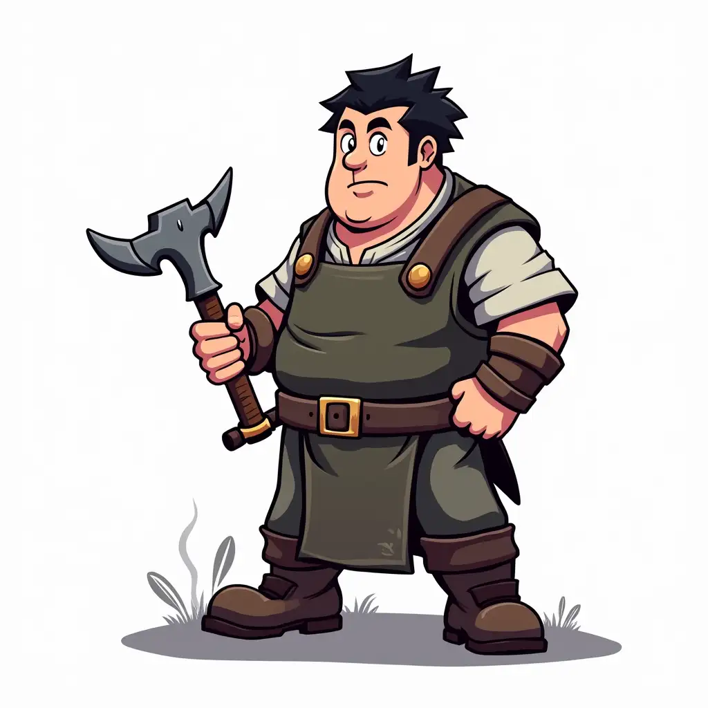 Toony-Anime-Style-Blacksmith-at-Anvil-with-Strong-Outlines