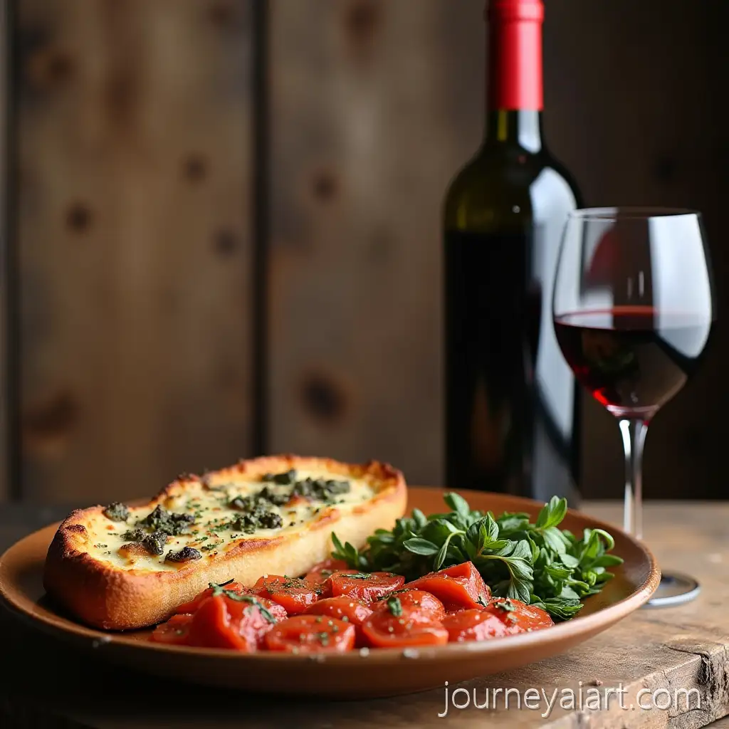 Glass-of-Red-Wine-Next-to-Classic-Italian-Pasta-and-Cheese-Platter