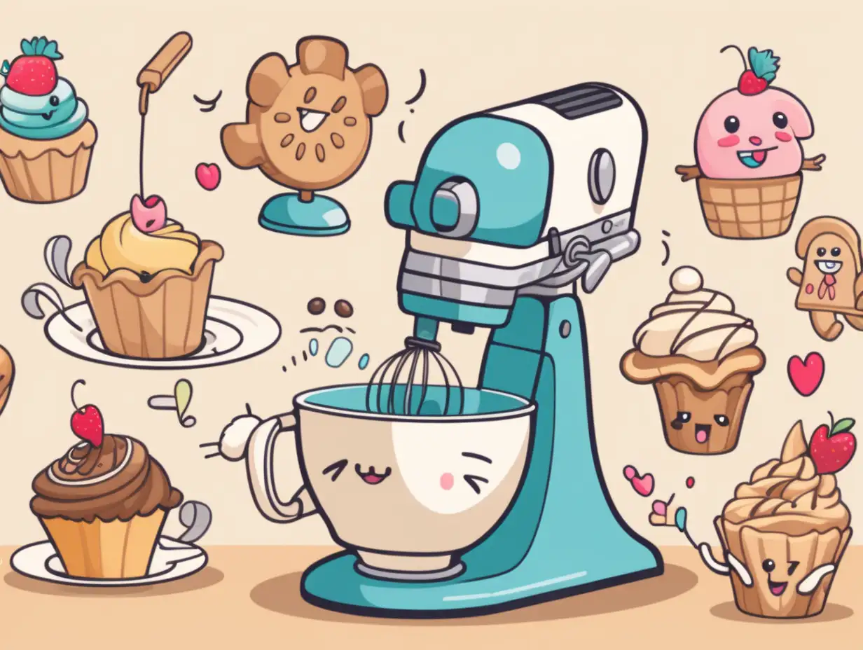 Cute-Anthropomorphic-Mixer-in-PastryMaking-Kitchen