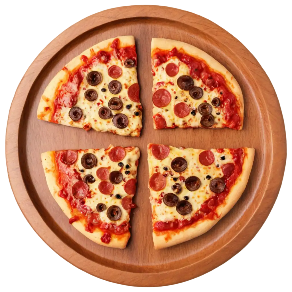 Delicious-Pizza-on-Wooden-Plate-PNG-Image-Perfect-for-Culinary-Blogs-and-Menus