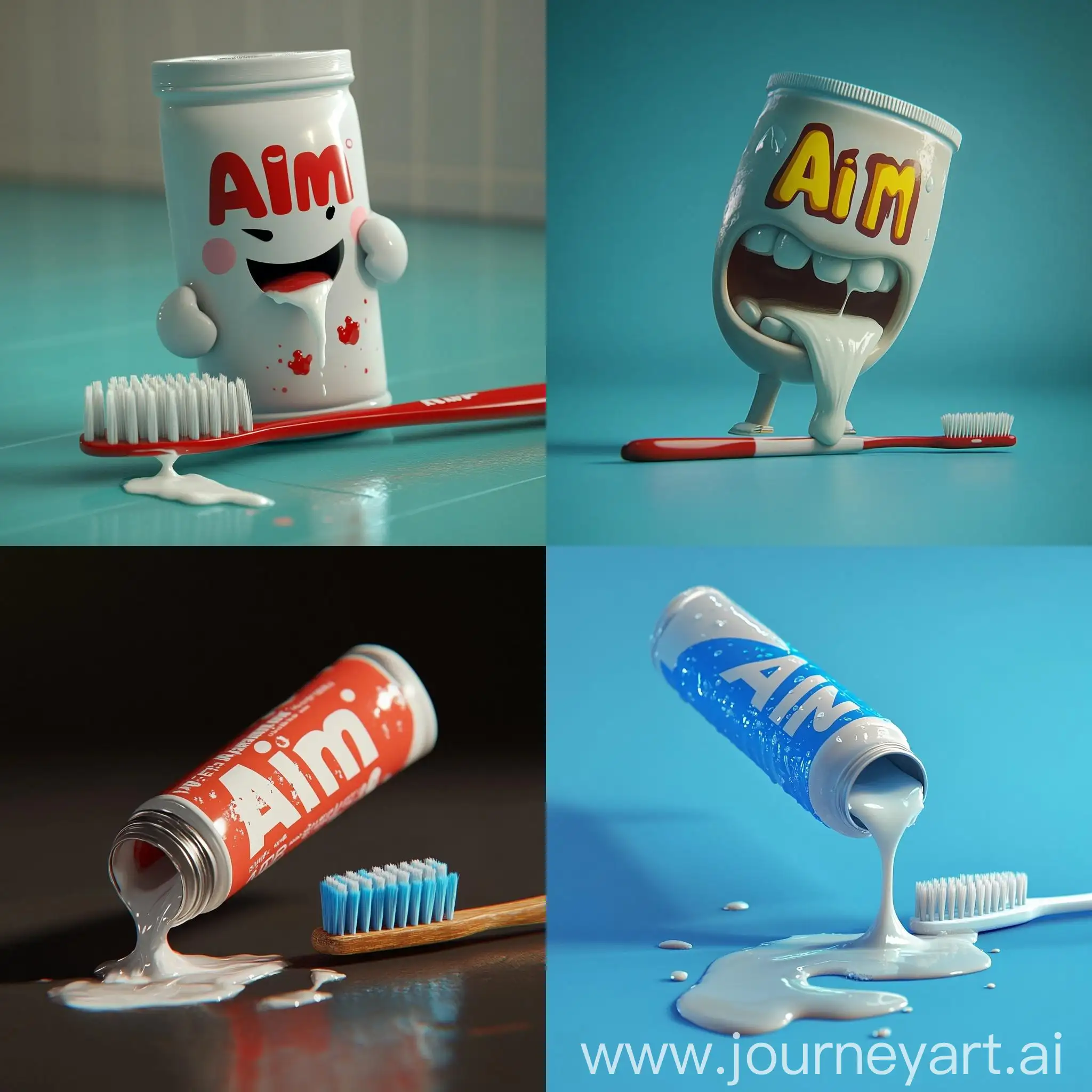 Anthropomorphic-Toothpaste-Tube-Squeezing-Aim-Toothpaste-onto-Toothbrush