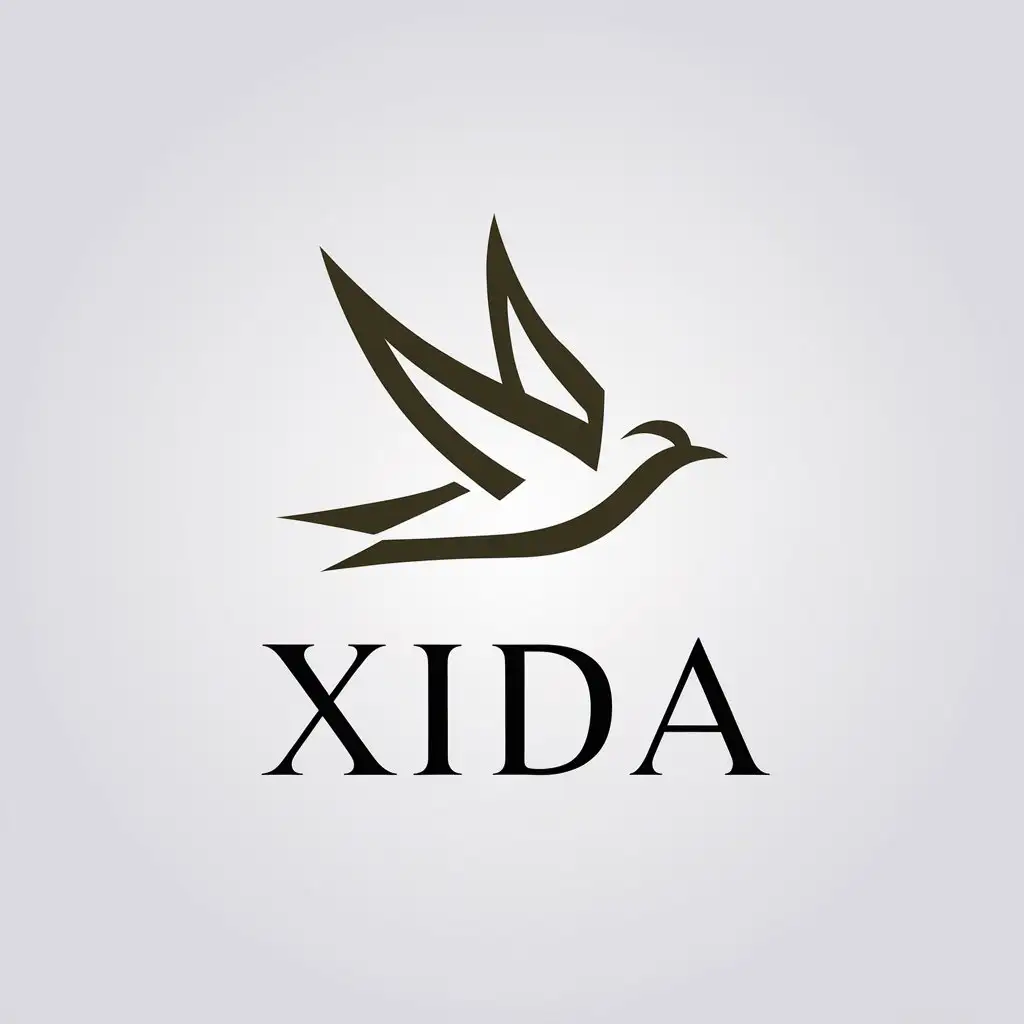 a vector logo design,with the text "Xida", main symbol:swallow,Minimalistic,be used in Restaurant industry,clear background