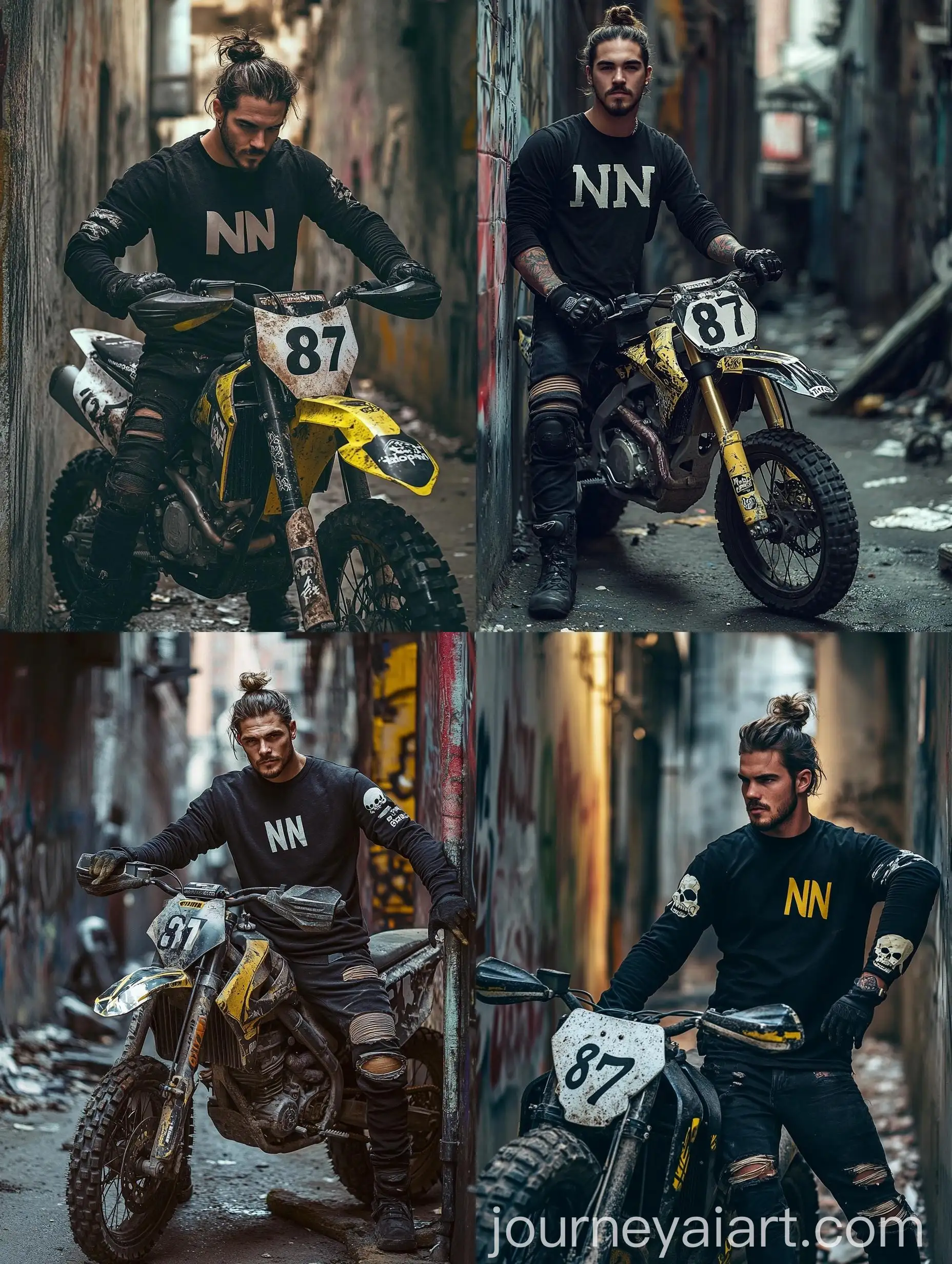 Urban-Motorcycle-Rider-with-Custom-Painted-Dirt-Bike