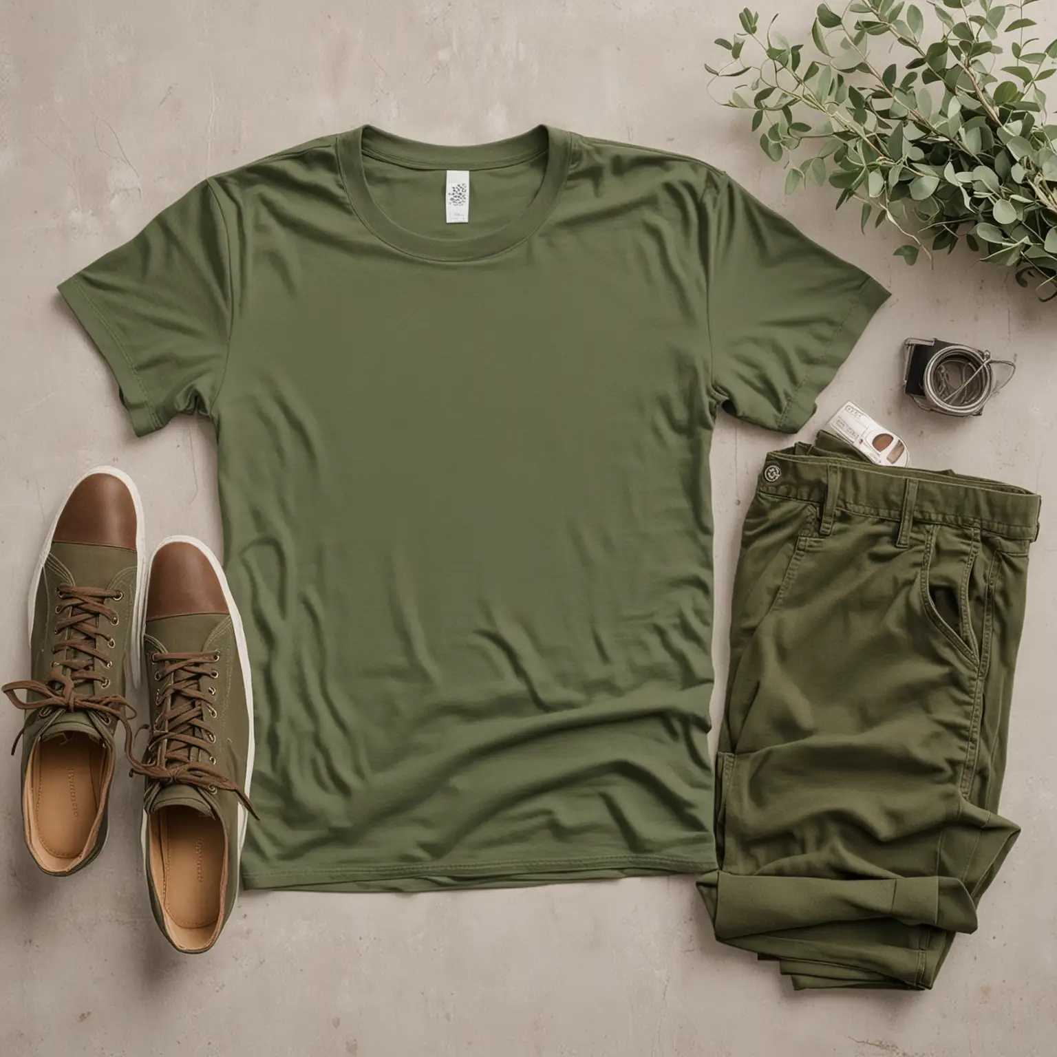 Military Green TShirt Mockup Bundle with Bella Canvas 3001