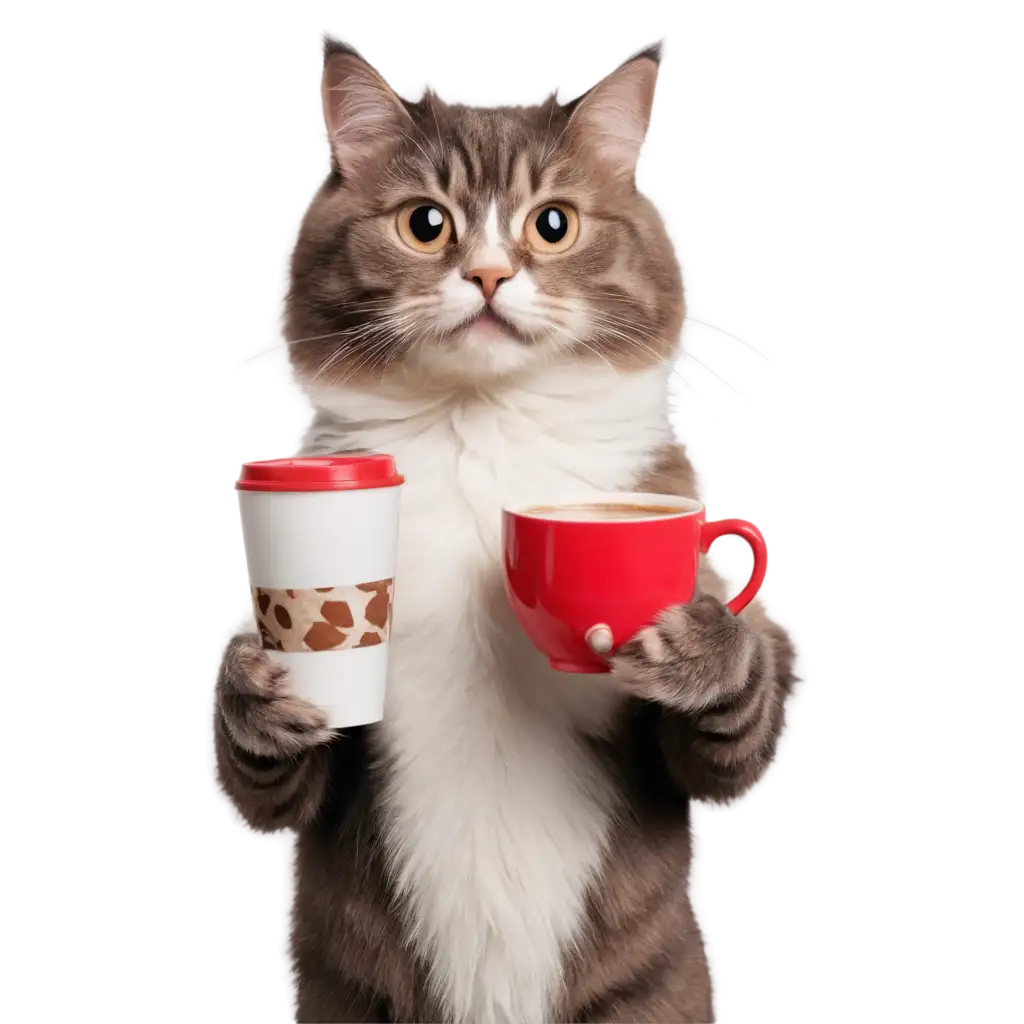 Adorable-Cat-Holding-Coffee-in-PNG-Format-Perfect-for-Morning-Greetings