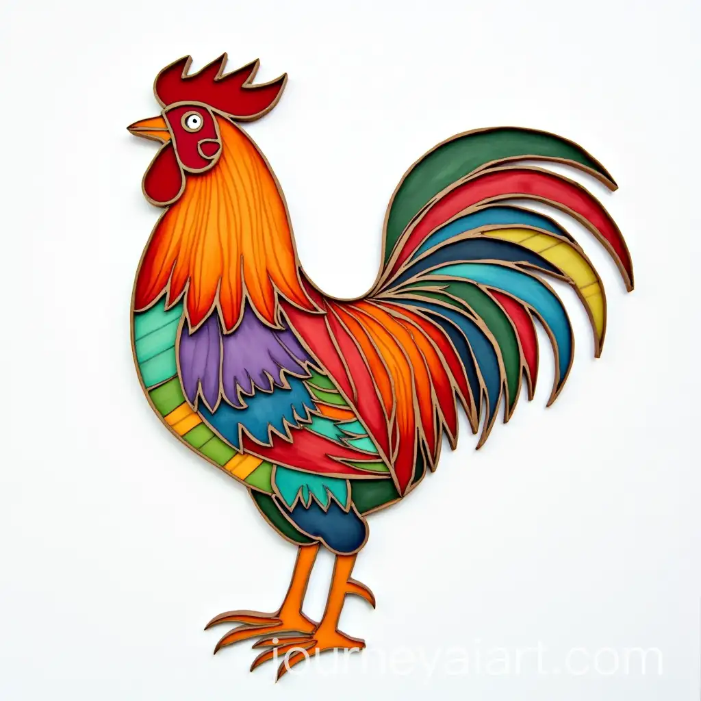 Colorful-Rooster-Crafted-in-Childlike-Paper-Art-Techniques