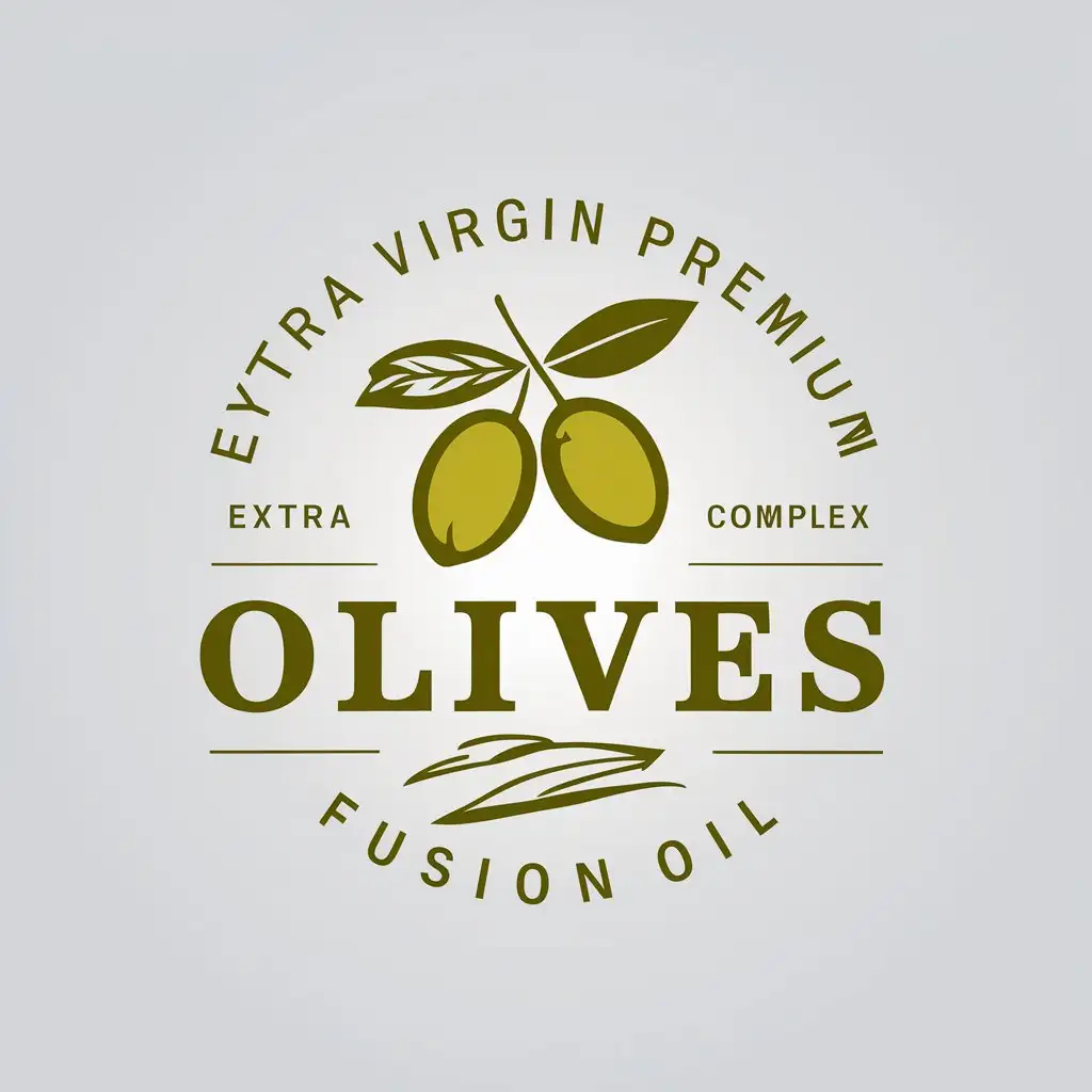 a vector logo design,with the text "Extra virgin Premium Olive Fusion oil", main symbol:Olives,complex,be used in Prodcts industry,clear background