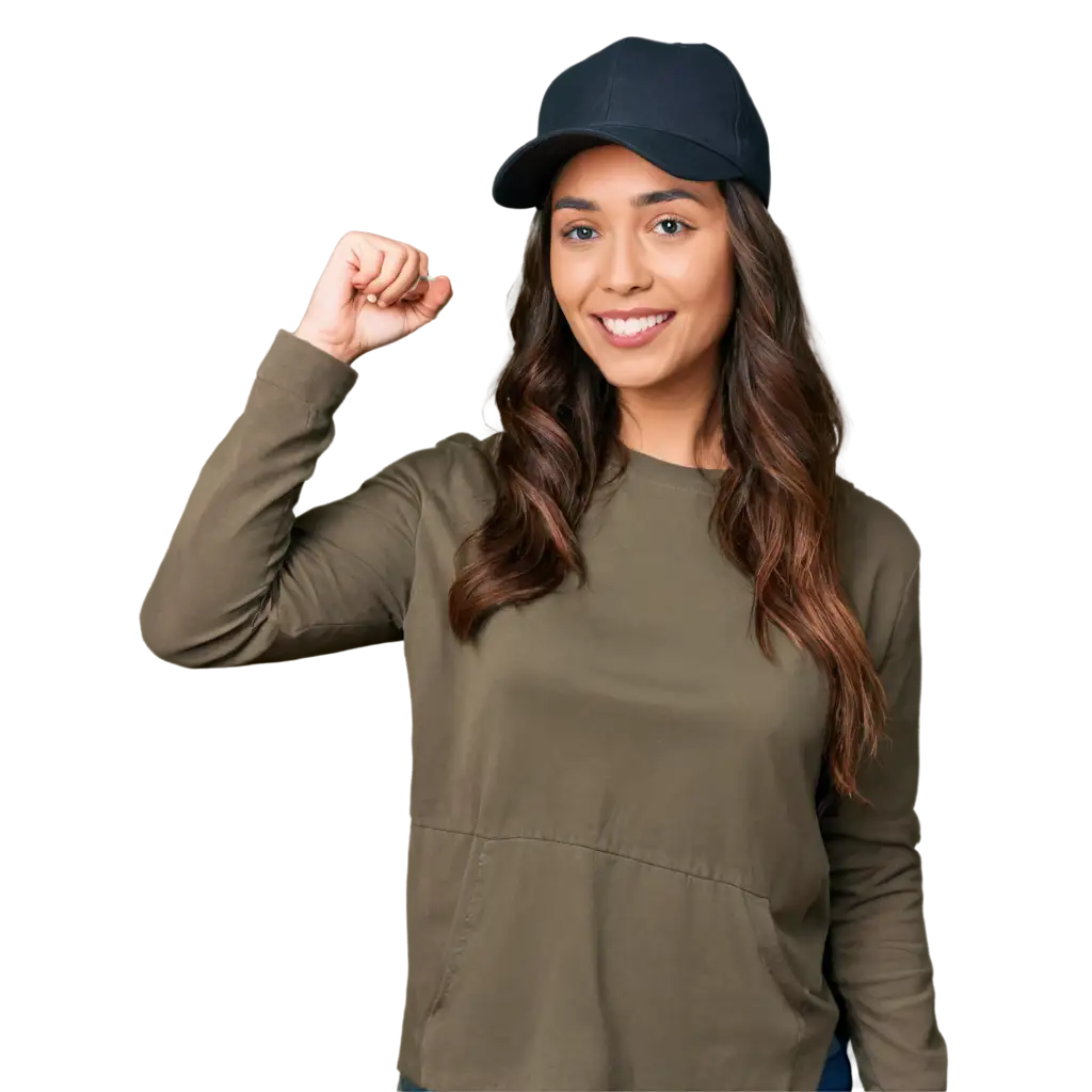Stylish-Latina-Woman-Portrait-inPNG-Image-Usage-Scenarios-Black-Unstructured-Baseball-Hat-PNG-Image-for-Fashion-Design