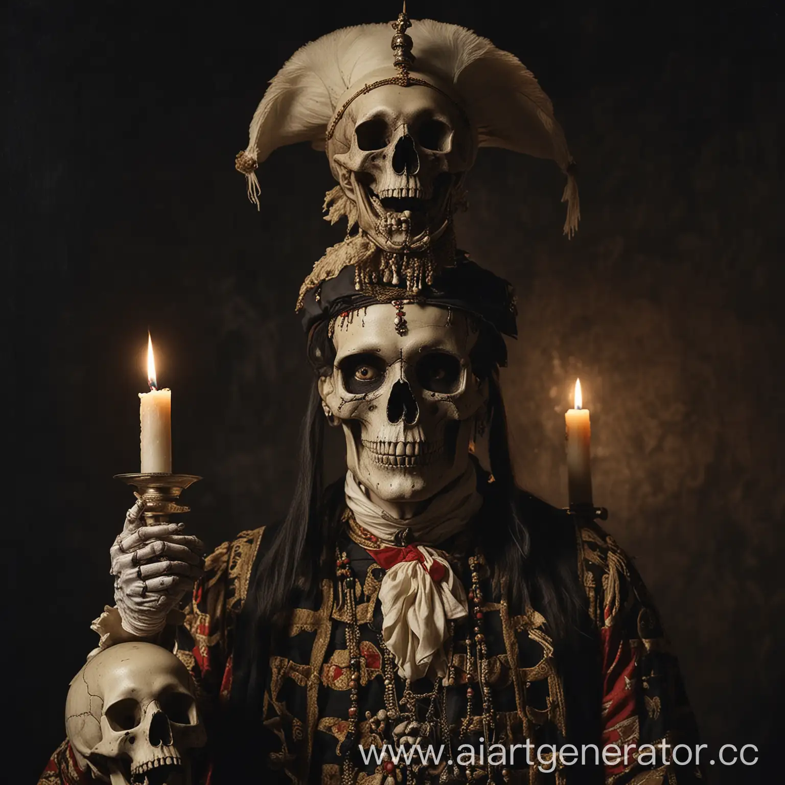 Mysterious-18th-Century-Figure-with-Skull-Face-and-Candlelight