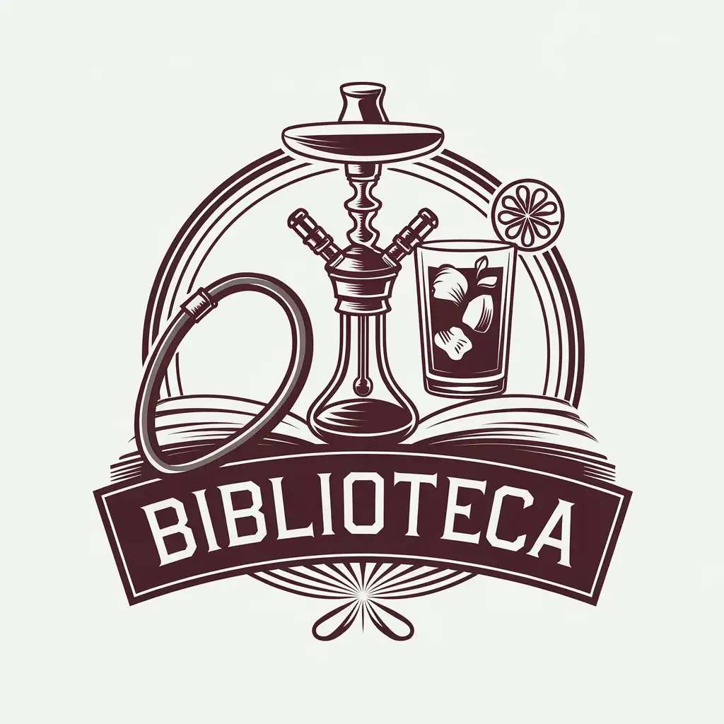 LOGO Design For Biblioteca Elegant Hookah Cocktail and Book Theme