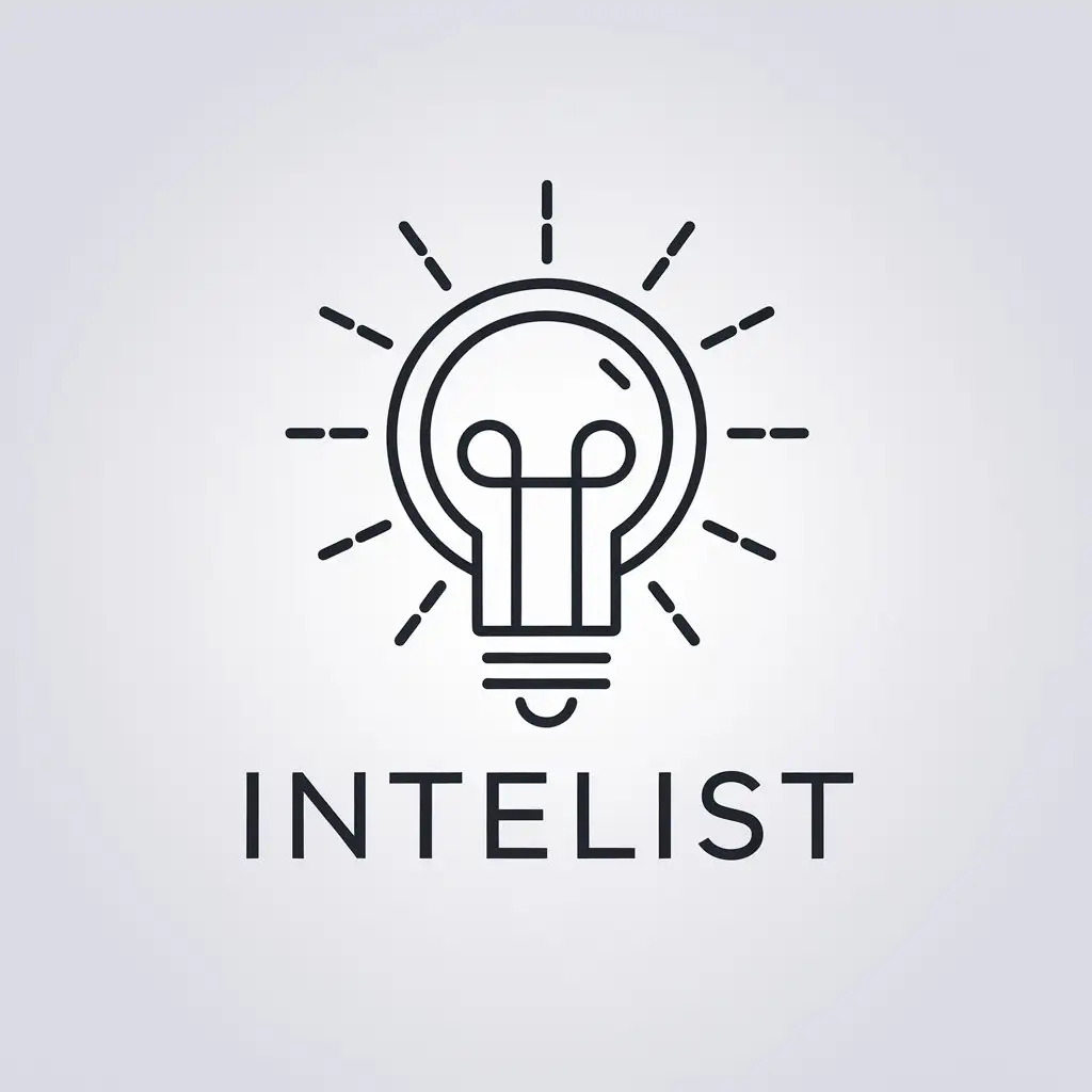 a vector logo design,with the text "InTeList", main symbol:light bulb,Minimalistic,clear background