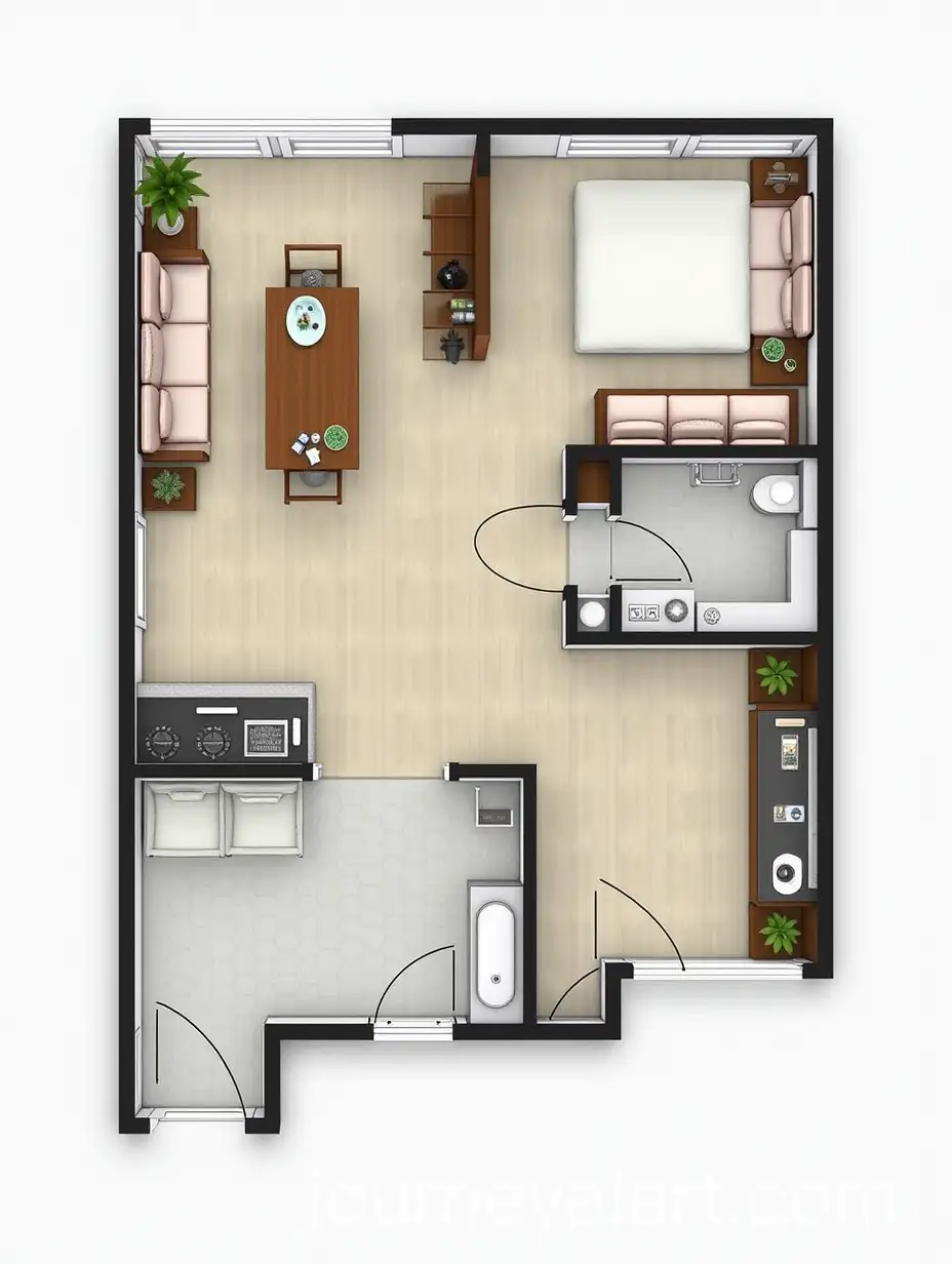 Modern-Studio-Apartment-Interior-withAI-Image-Prompt-Expansion-Kitchen-Living-Room-and-Functional-Storage