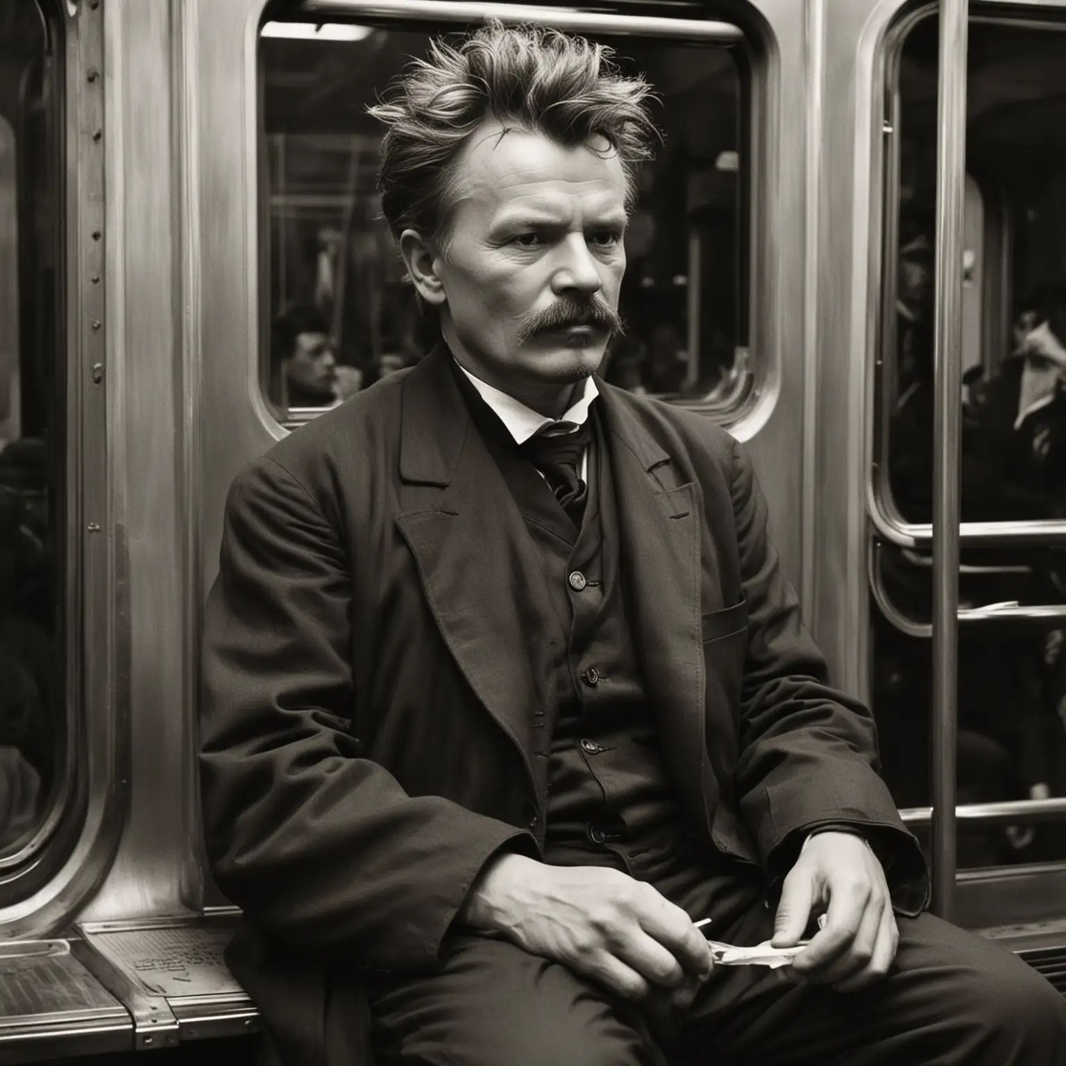 August Strindberg Riding the Subway