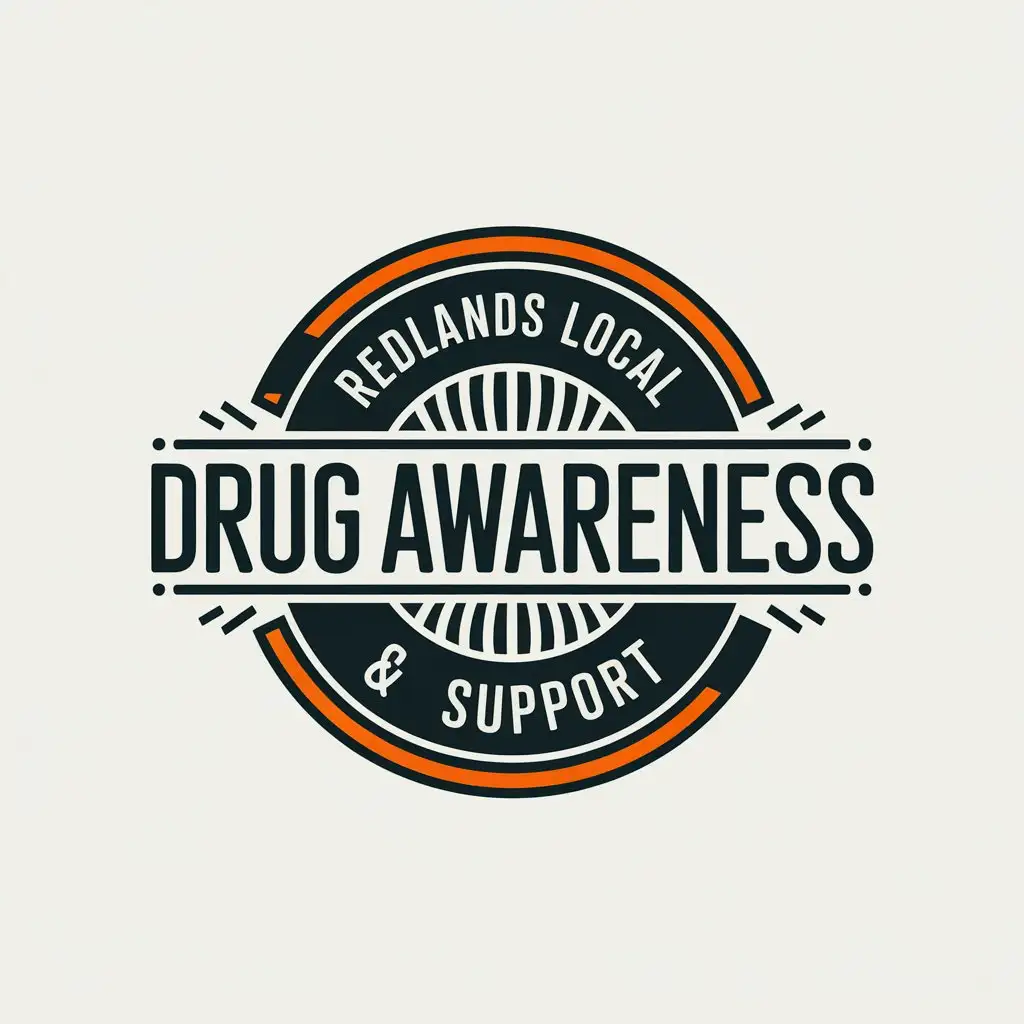 LOGO Design for Redlands Local Drug Awareness Support Circular Symbol with Enclosed Text in Orange Black