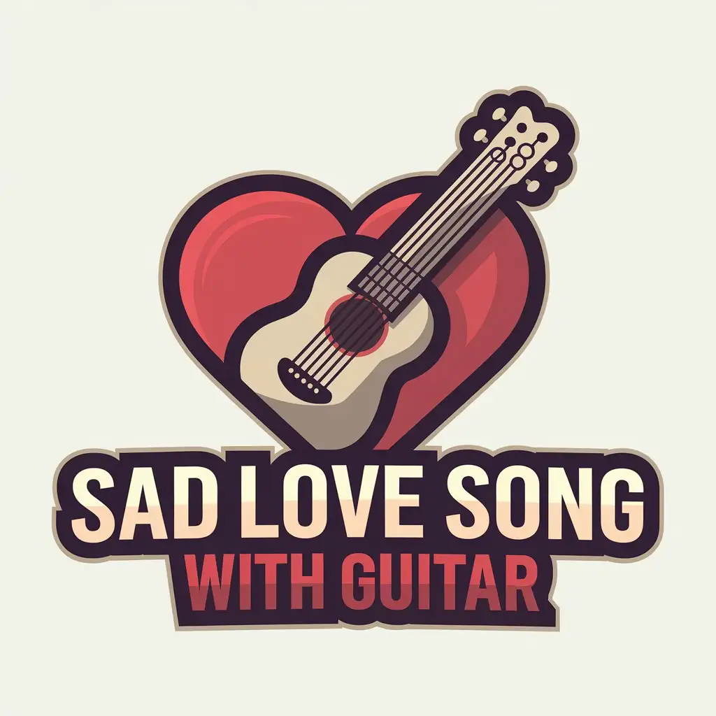 LOGO Design for Sad Love Song with Guitar Moderate Clear Background