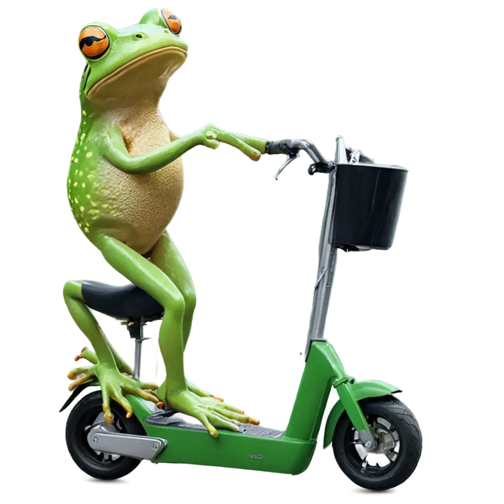 A frog on a scooter