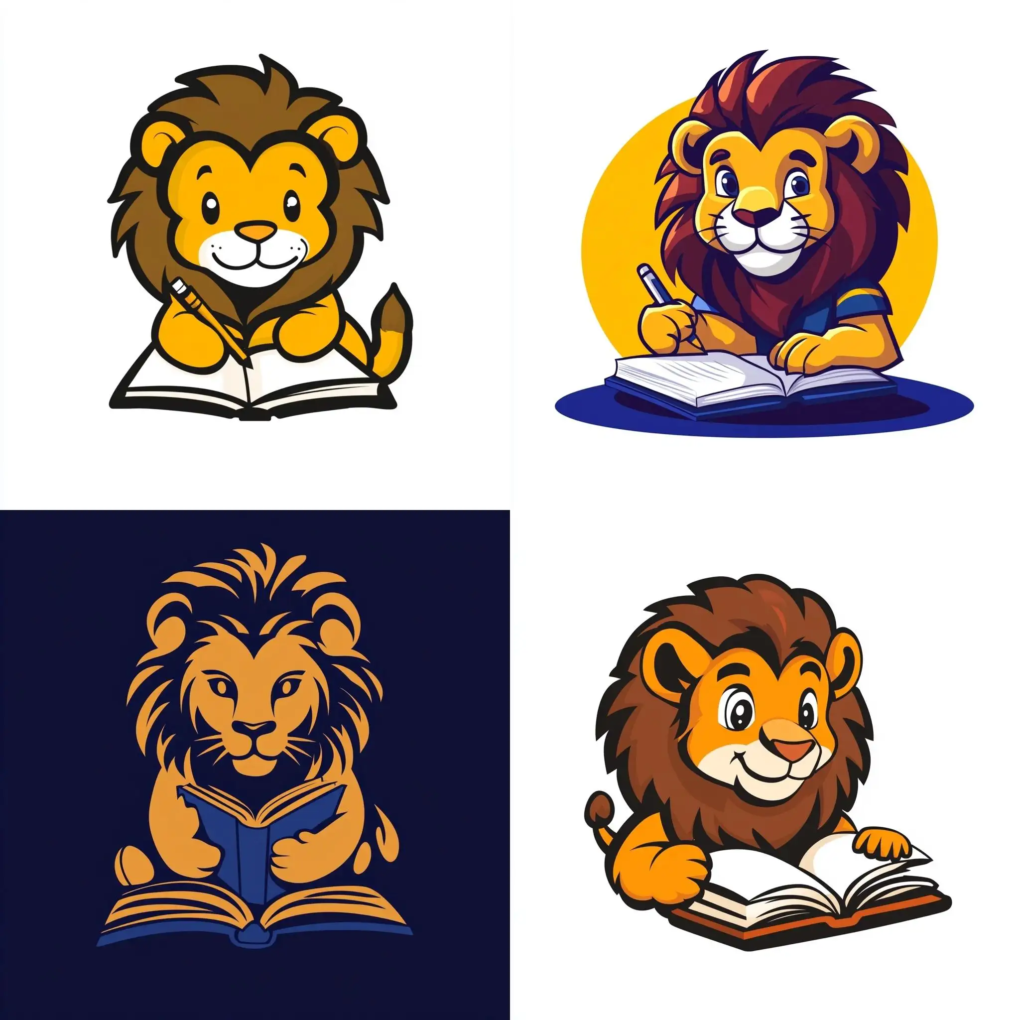 Educational-Lion-Studying-at-School-Logo