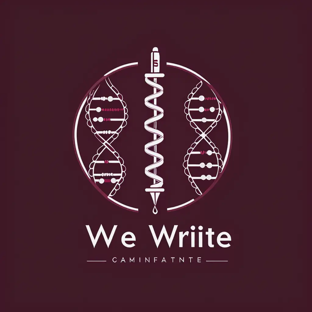 Creative Logo Design for Medical Writing Company Featuring Pen and DNA Molecule