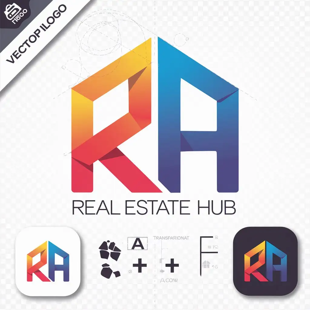 LOGO Design for R E H Modern Abstract Real Estate Hub with Playful Colorful Shapes