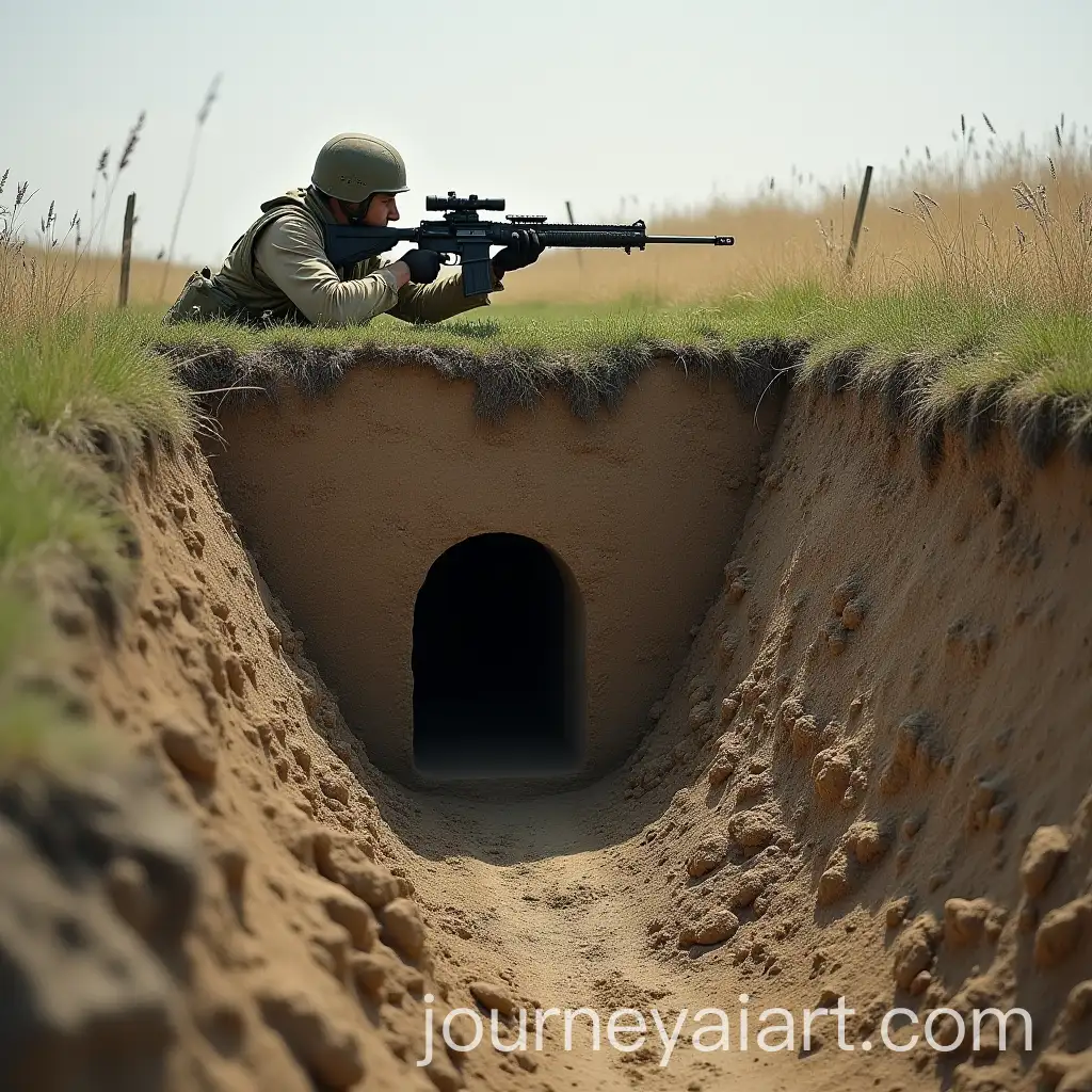 Soldier-Setting-Up-Trench-Parapet-and-Loophole-for-Defense