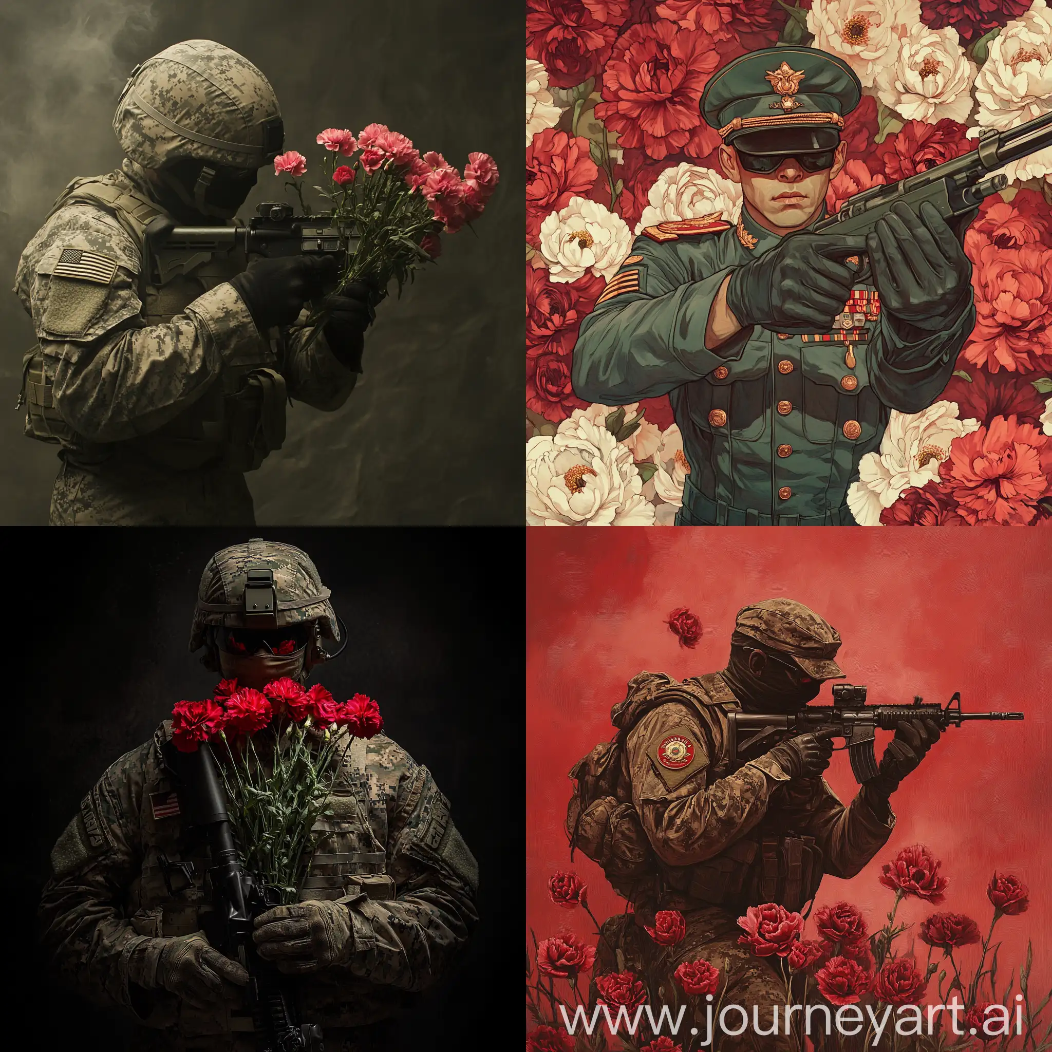 Military-Man-Shooting-Carnations-with-Badge