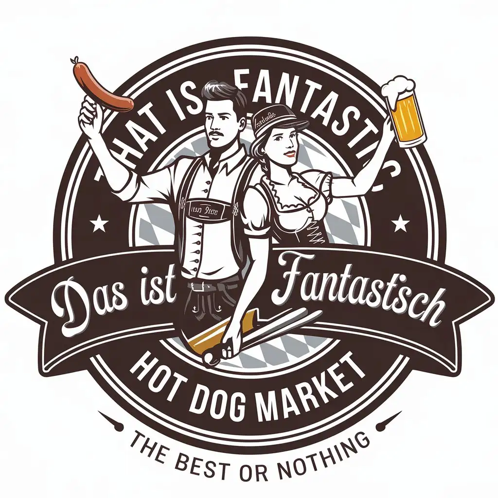 LOGO Design for That is Fantastic Bavarian Theme with Hipster Style Featuring Sausage and Beer