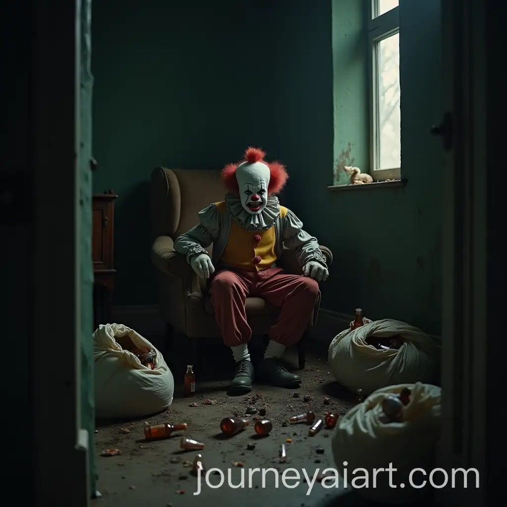 Old-Clown-Crying-in-a-Dark-Abandoned-Room-with-Trash-and-Rats