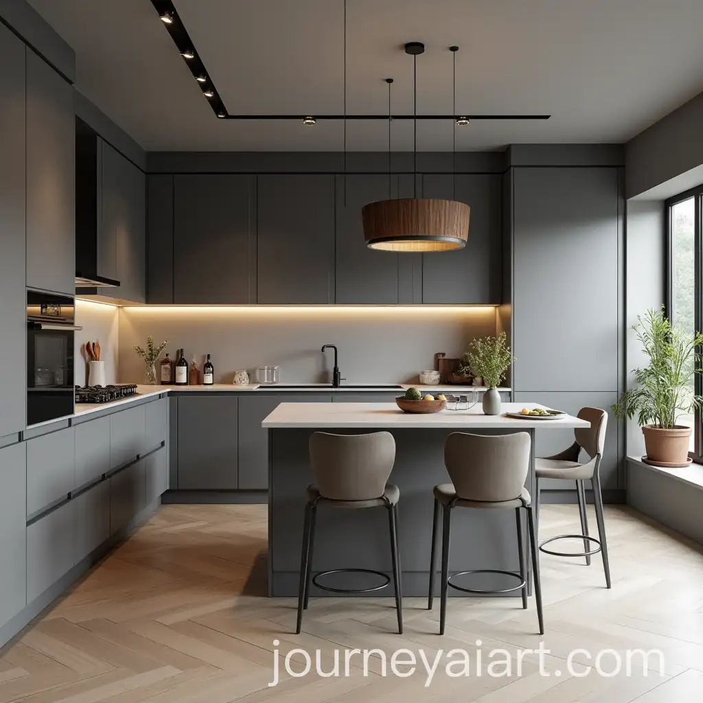 Cozy-Modern-Kitchen-with-Stylish-Stretch-Ceiling-and-Breakfast-Nook