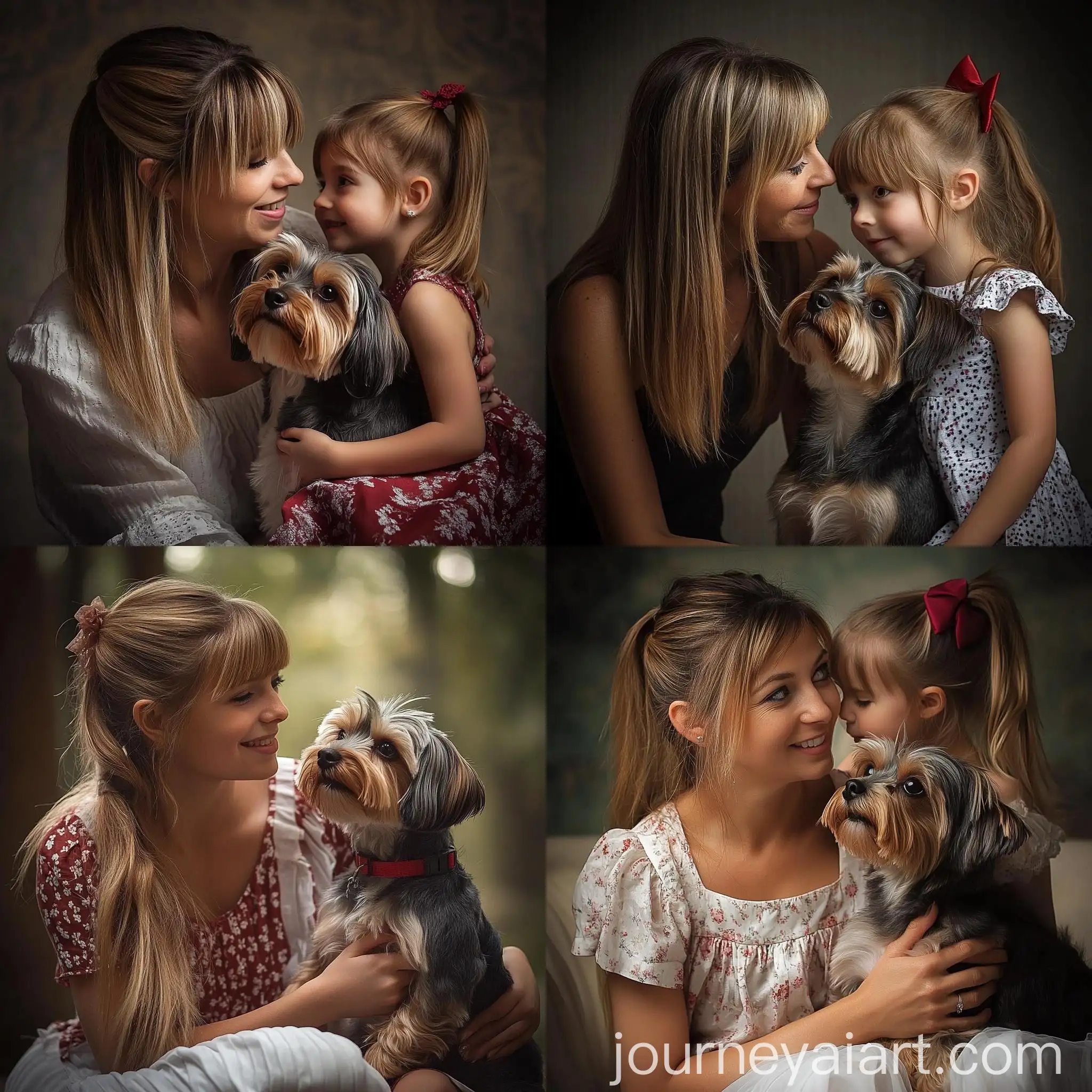 Woman-Girl-and-Yorkshire-Terrier-Bonding-Moment