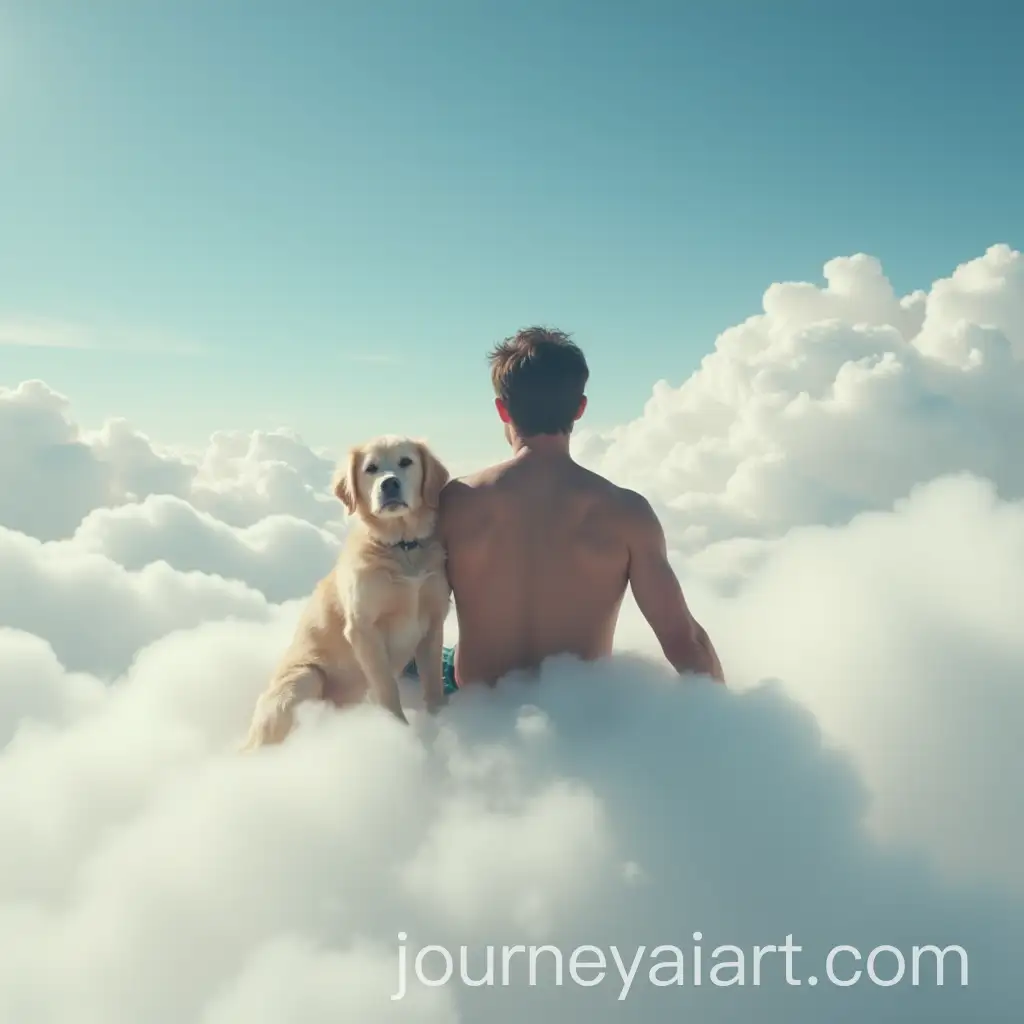 Man-Sitting-on-Clouds-with-a-Dog-in-a-Dreamy-Sky